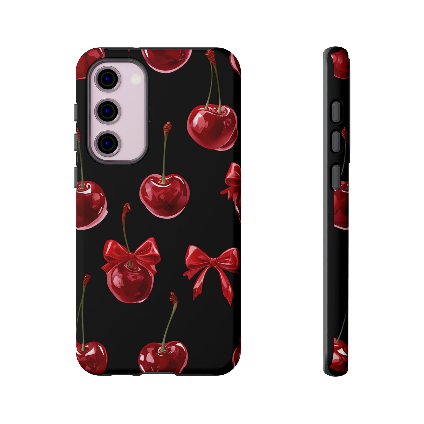 Coquette-Cherry Print Tough Phone Case - Stylish & Durable Protection
