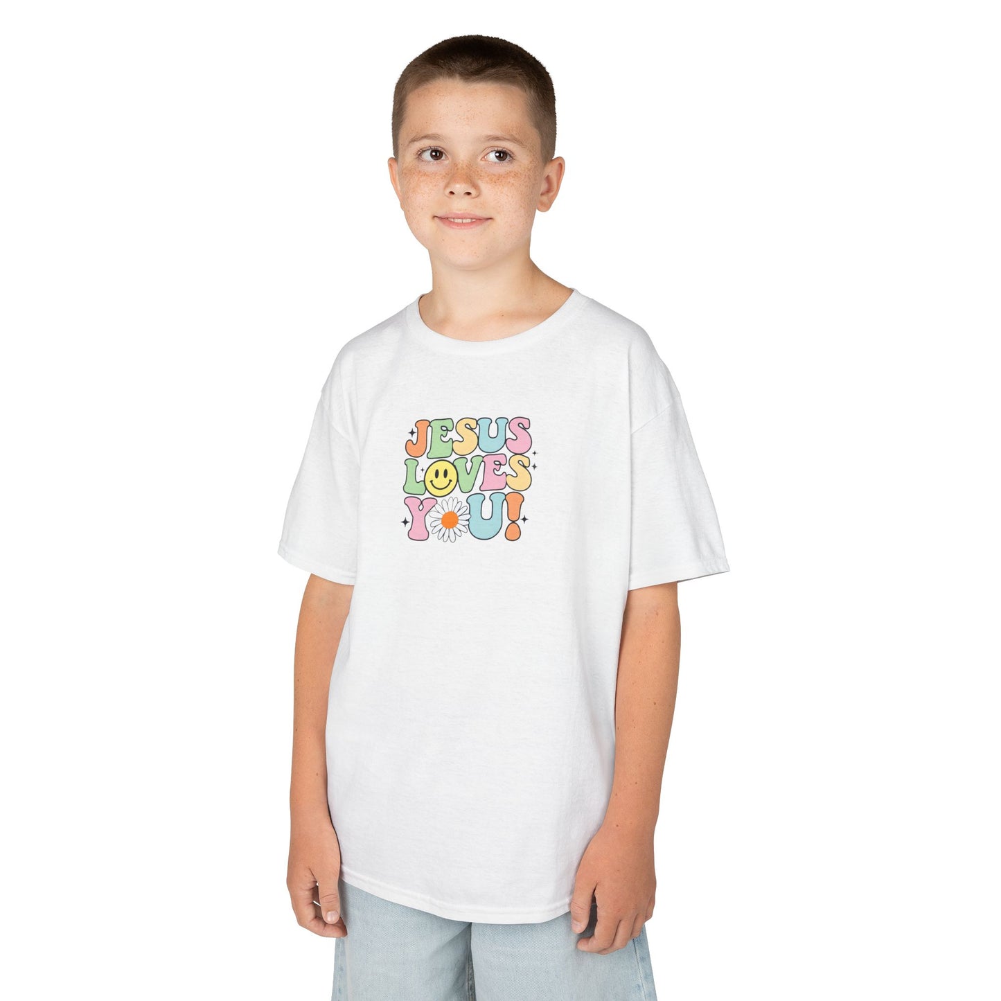 Kids Jesus Loves You Tee - Colorful & Fun Heavy Cotton T-Shirt for Children
