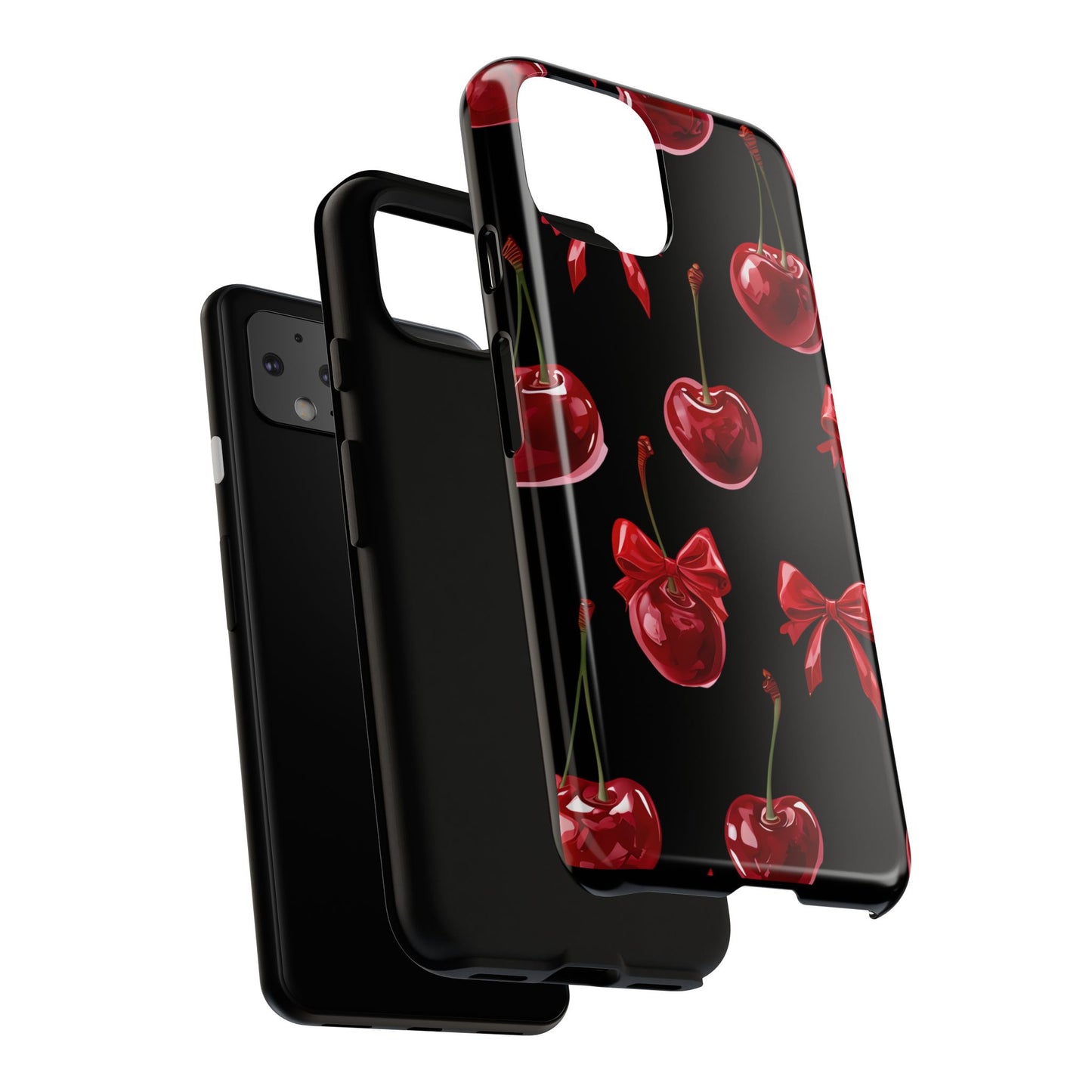 Coquette-Cherry Print Tough Phone Case - Stylish & Durable Protection