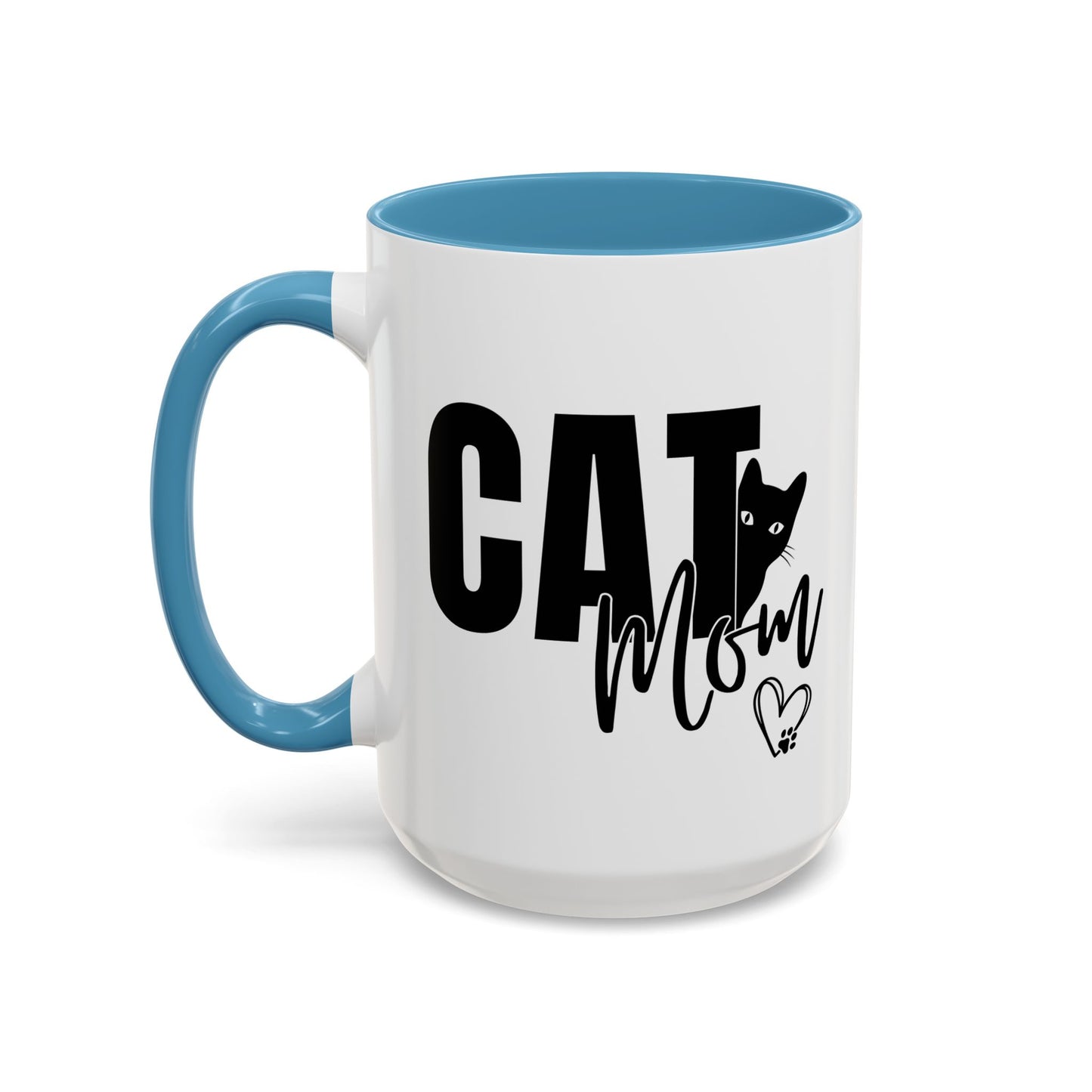 Cat Mom Accent 15oz Coffee Mug – Perfect Gift for Cat Lovers