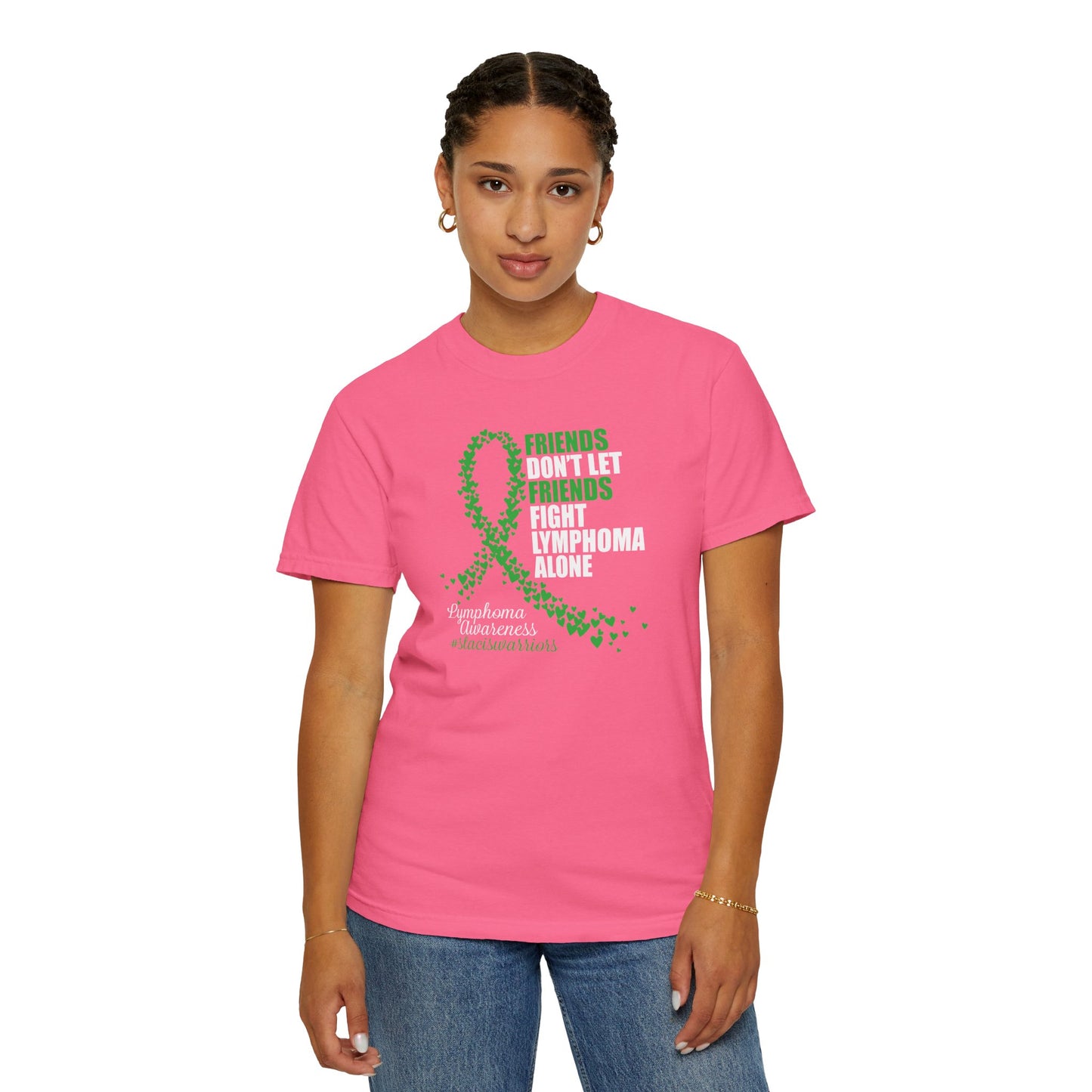 Supportive Lymphoma Awareness T-Shirt, Comfort Tee, Unisex Gift, Pink Ribbon Shirt, Friendship Tee, Cancer Awareness