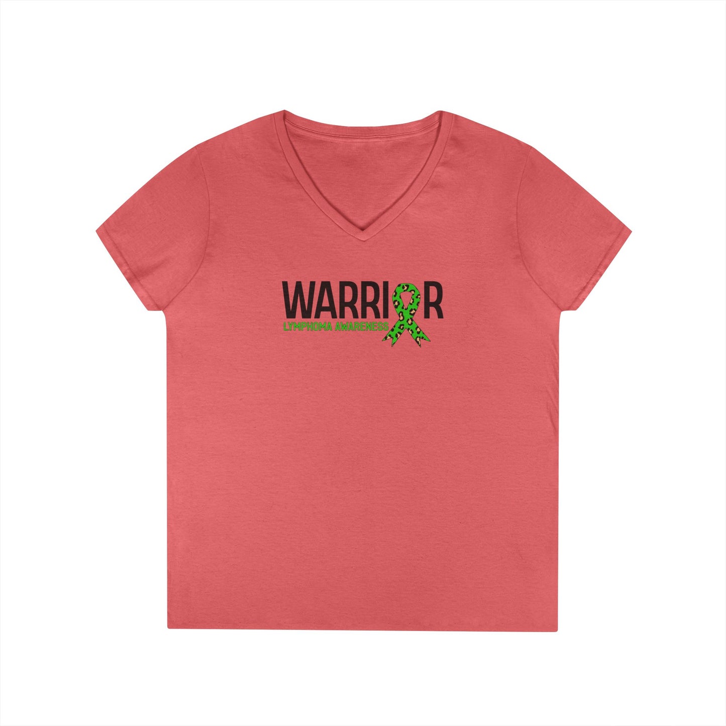 Ladies' V-Neck T-Shirt - Lymphedema Awareness Warrior Tee, Supportive Gift, Cancer Awareness, Health Advocacy, Green Ribbon Tee