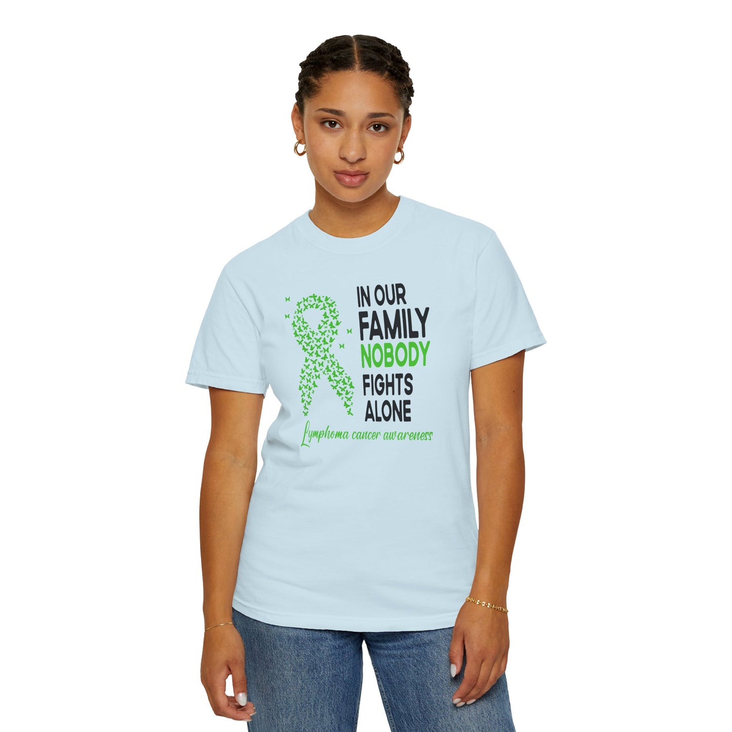 Lymphoma Awareness T-Shirt, Family Support Tee, Garment-Dyed Shirt, Cancer Awareness Apparel, Gift for Caregivers, 5K Event Shirt