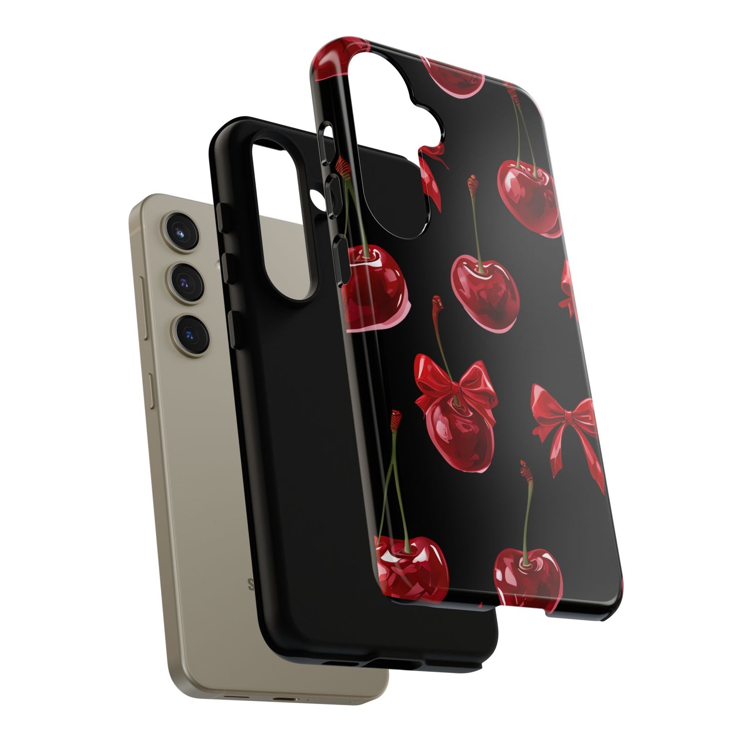 Coquette-Cherry Print Tough Phone Case - Stylish & Durable Protection