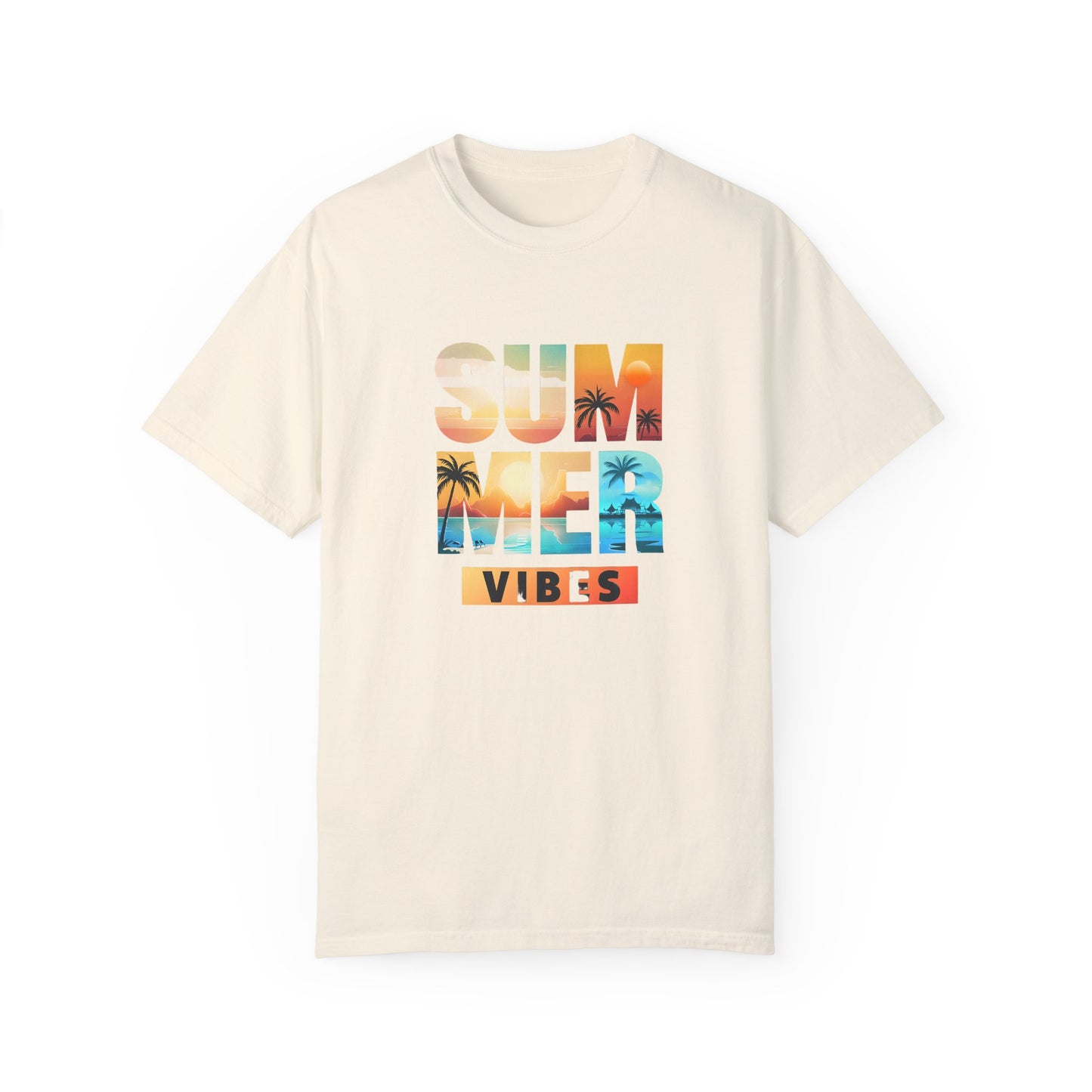 Summer Vibes Unisex Garment-Dyed T-shirt - Relaxed Beach Style Tee