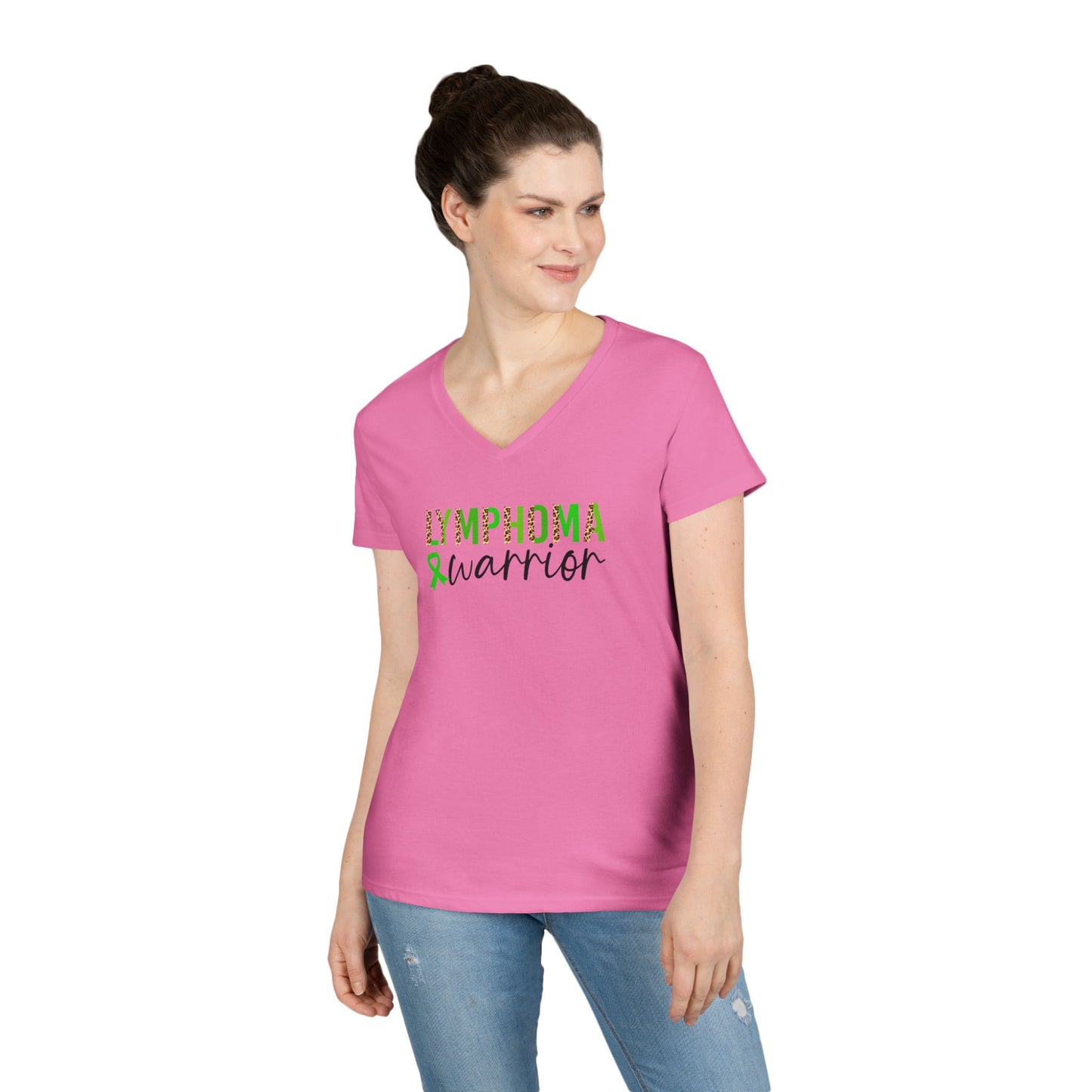 Lymphoma Warrior V-Neck T-Shirt, Cancer Awareness, Inspirational Shirt, Supportive Gift, Everyday Wear, Eco-friendly