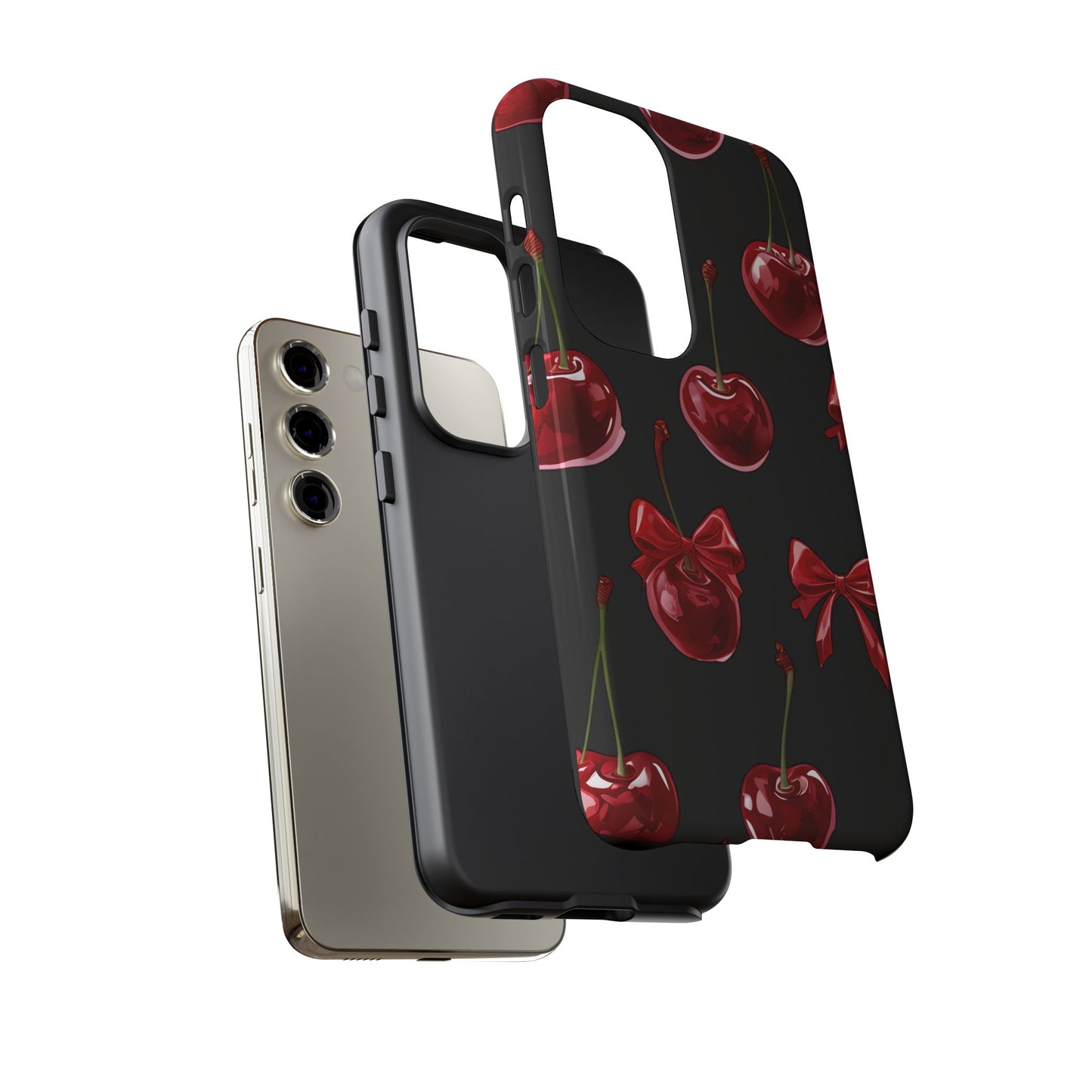 Coquette-Cherry Print Tough Phone Case - Stylish & Durable Protection