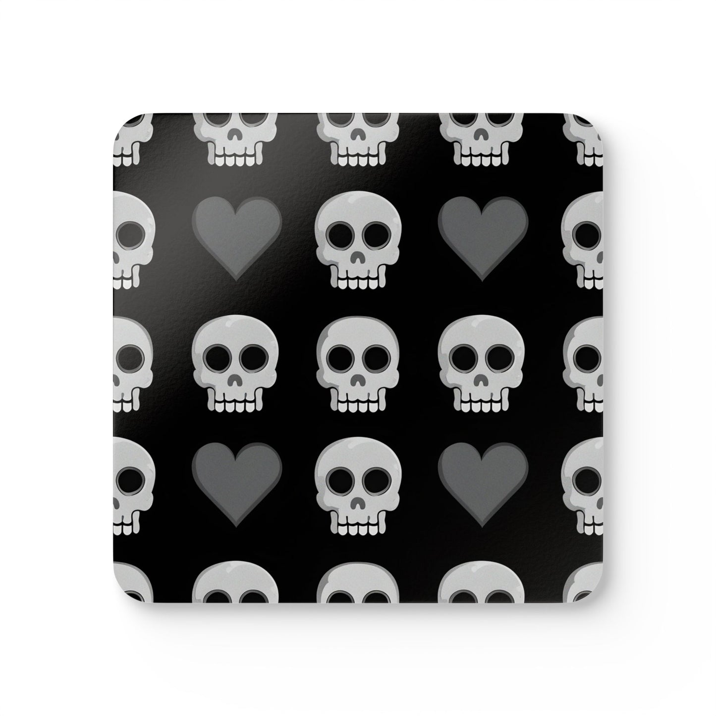 Skull Heart Cork Coaster Set - Stylish, Durable Drinkware for Halloween & Everyday Use