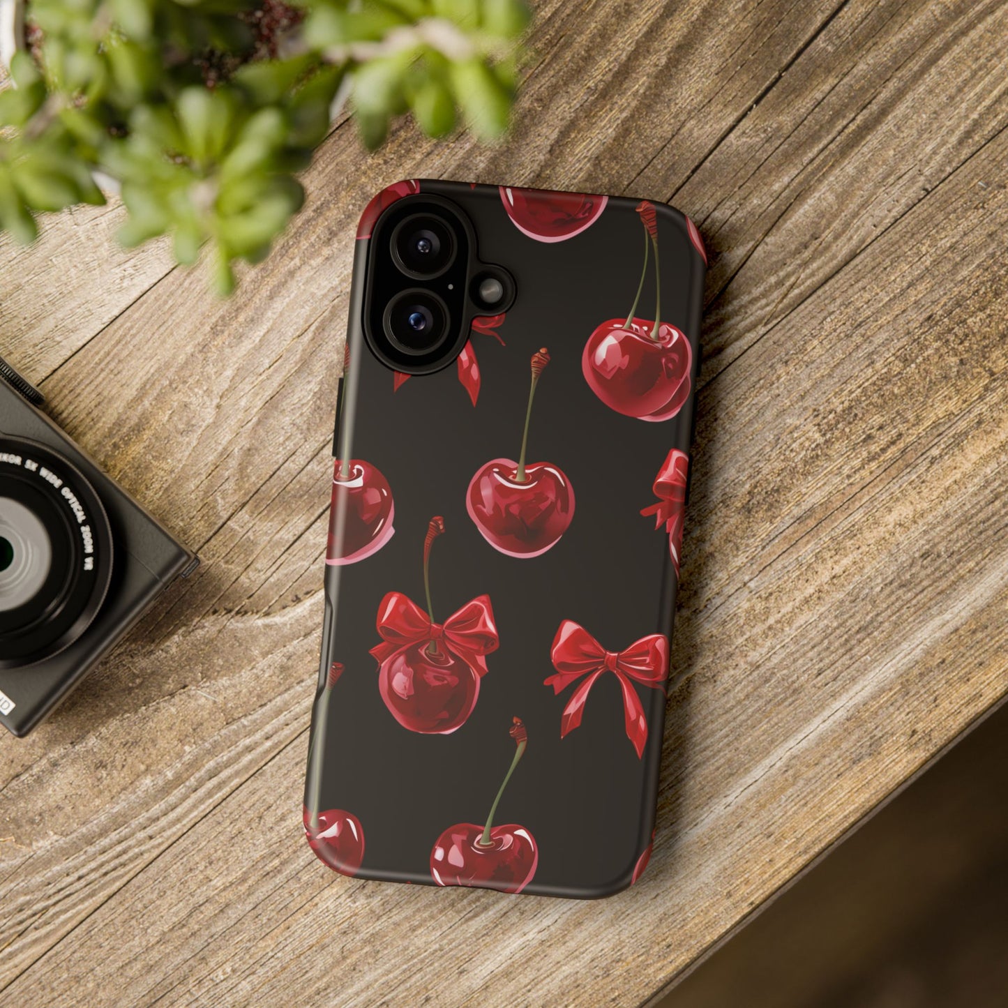Coquette-Cherry Print Tough Phone Case - Stylish & Durable Protection