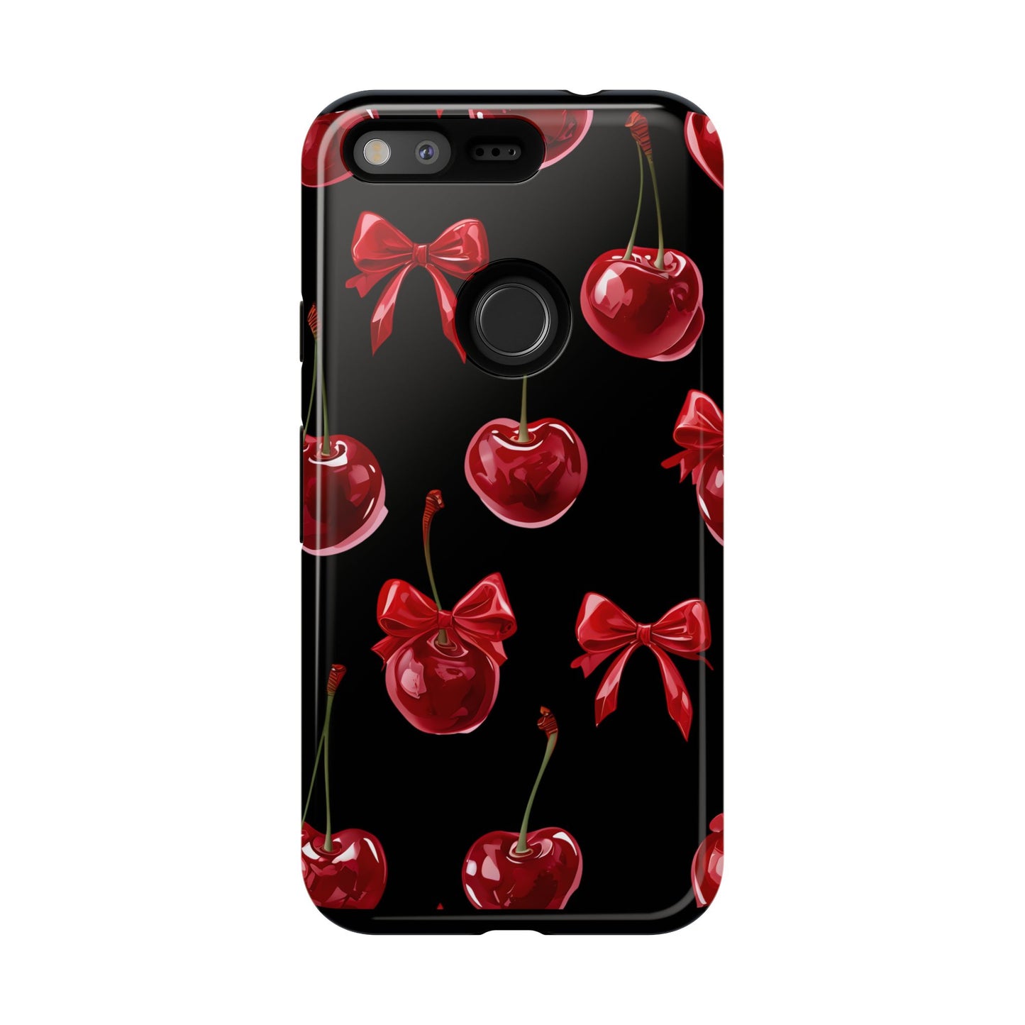 Coquette-Cherry Print Tough Phone Case - Stylish & Durable Protection