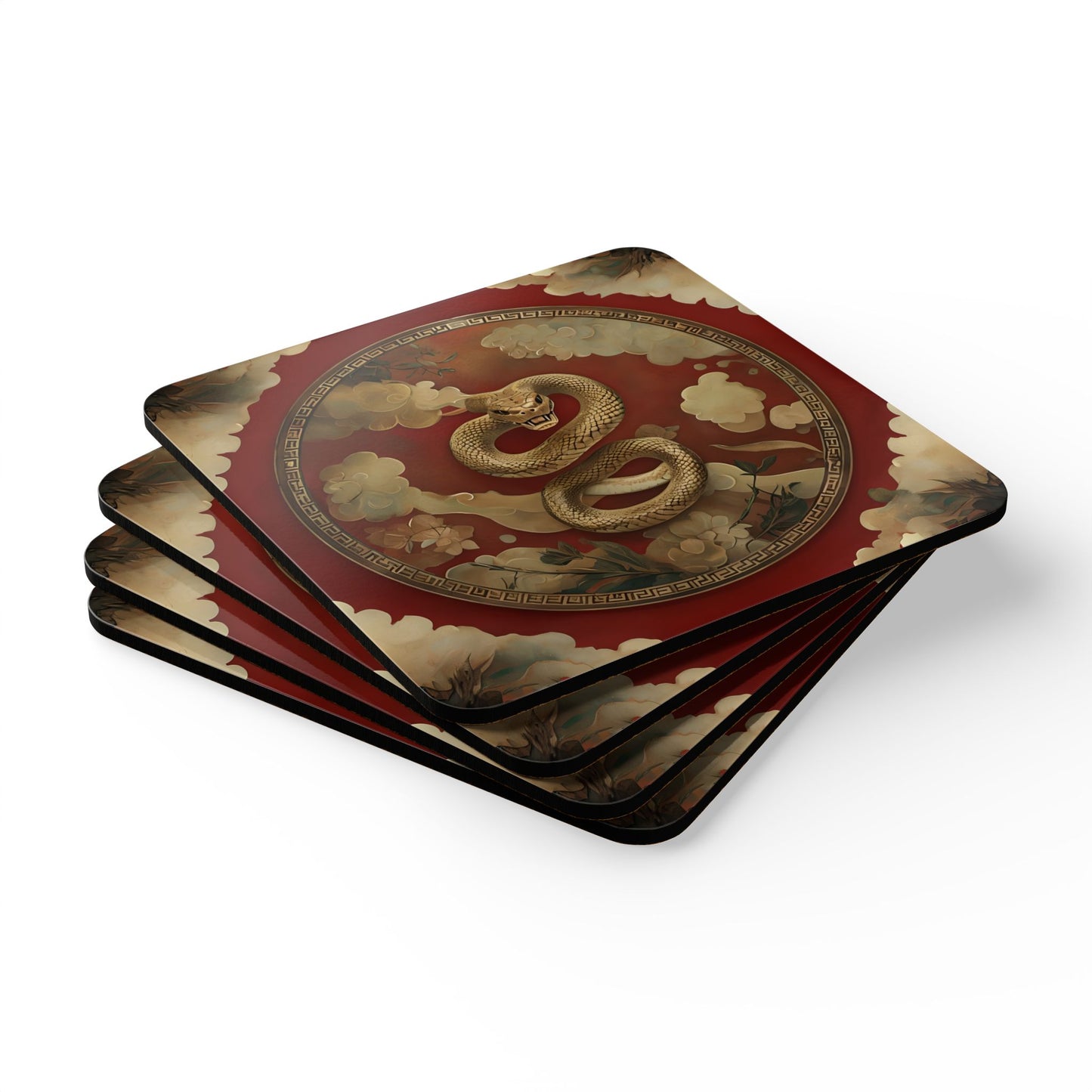 Dragon-Themed Cork Coaster Set – Perfect for Home Decor and Gifting