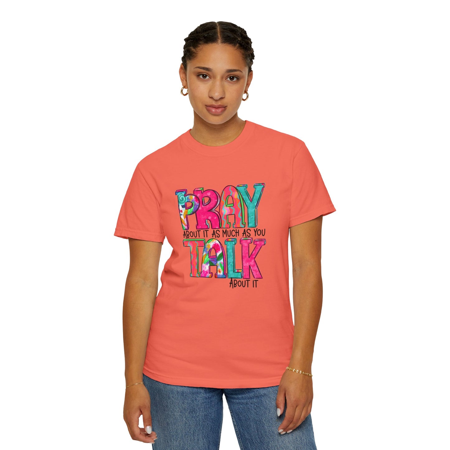 Colorful Unisex T-Shirt - 'Pray About It, Talk About It' Inspirational Design