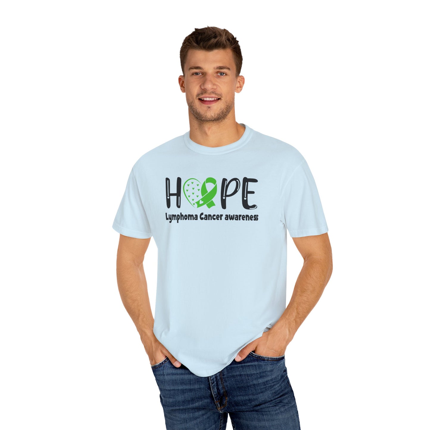 Lymphoma Awareness T-Shirt, Hope Ribbon Shirt, Cancer Support Tee, Unisex Garment-Dyed Tee, Fundraiser Apparel
