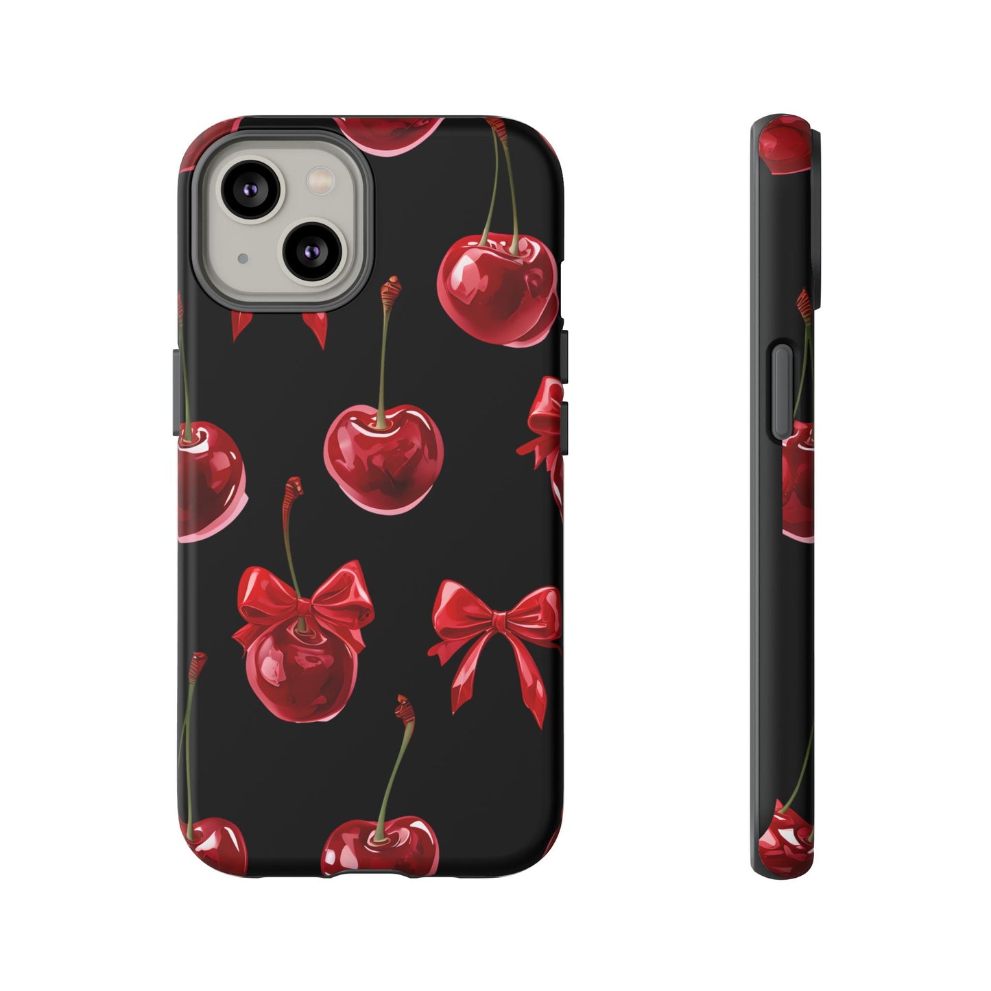 Coquette-Cherry Print Tough Phone Case - Stylish & Durable Protection