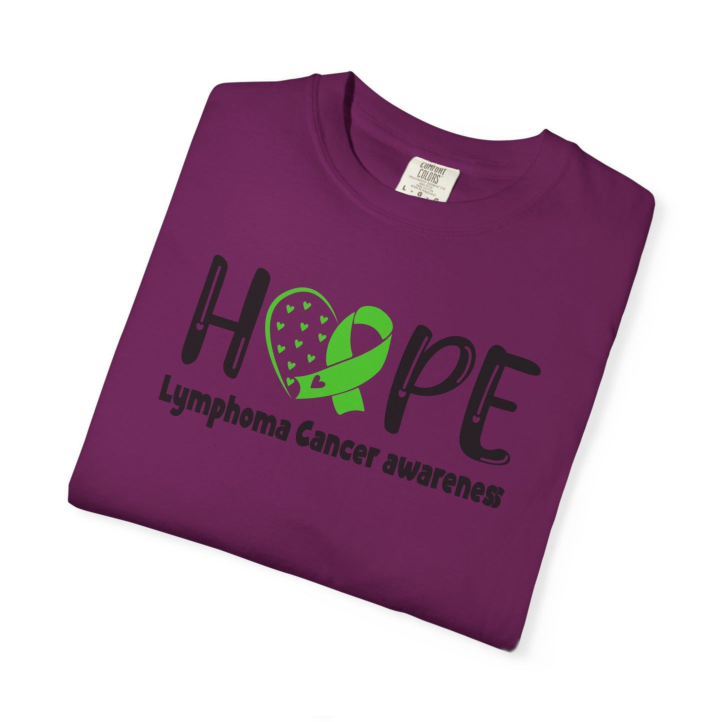 Lymphoma Awareness T-Shirt, Hope Ribbon Shirt, Cancer Support Tee, Unisex Garment-Dyed Tee, Fundraiser Apparel