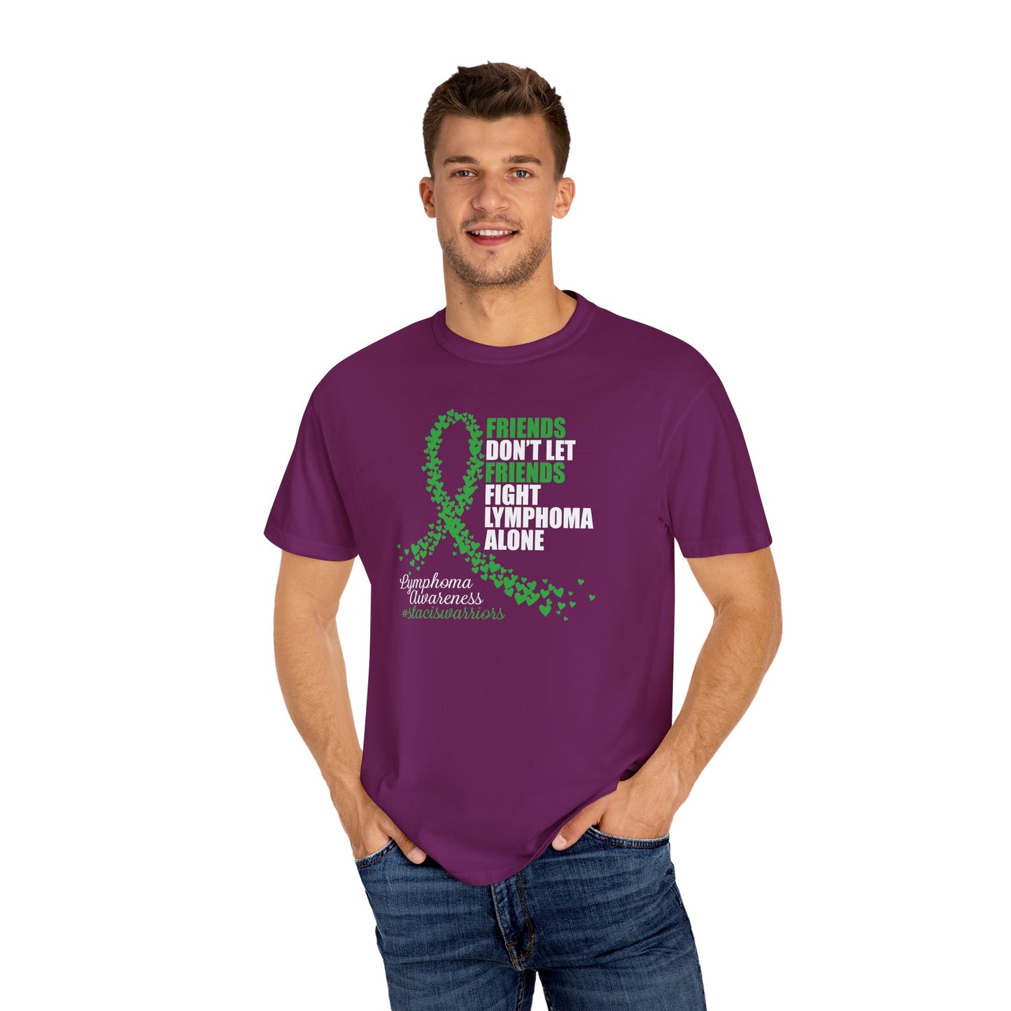 Supportive Lymphoma Awareness T-Shirt, Comfort Tee, Unisex Gift, Pink Ribbon Shirt, Friendship Tee, Cancer Awareness