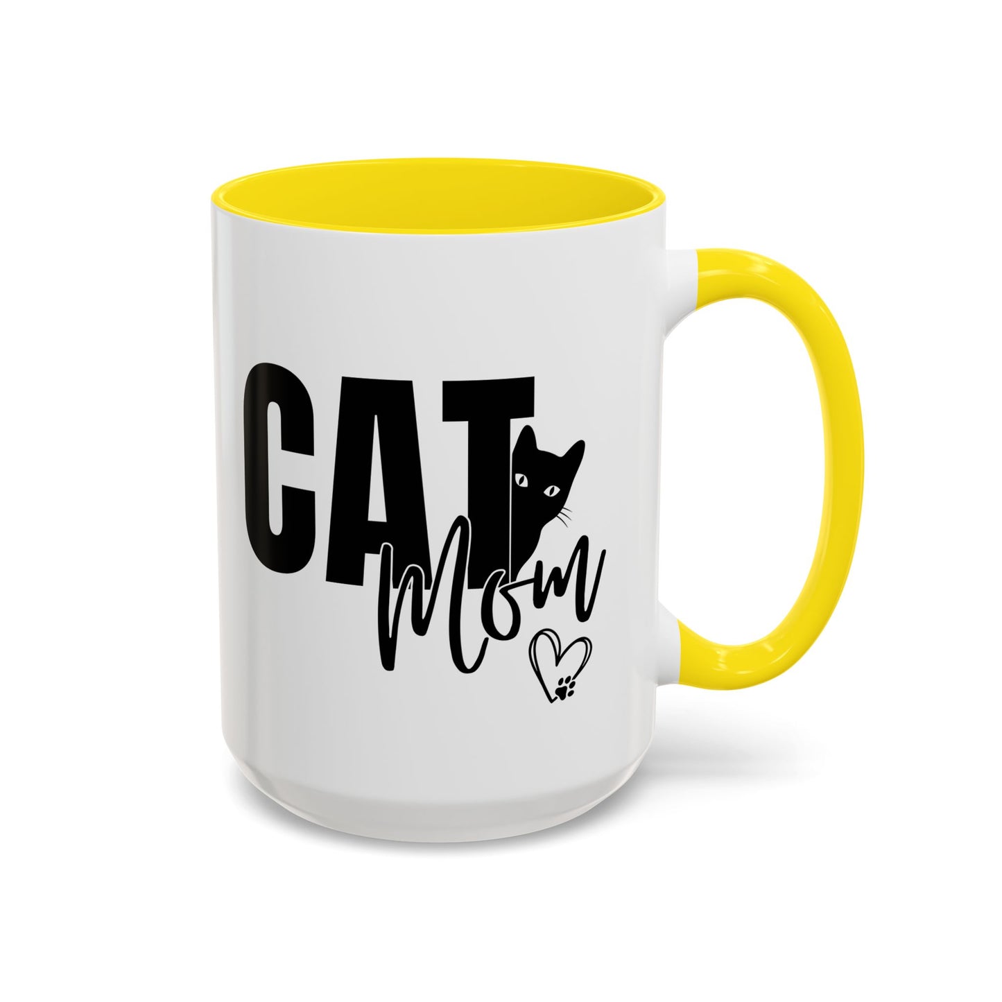 Cat Mom Accent 15oz Coffee Mug – Perfect Gift for Cat Lovers
