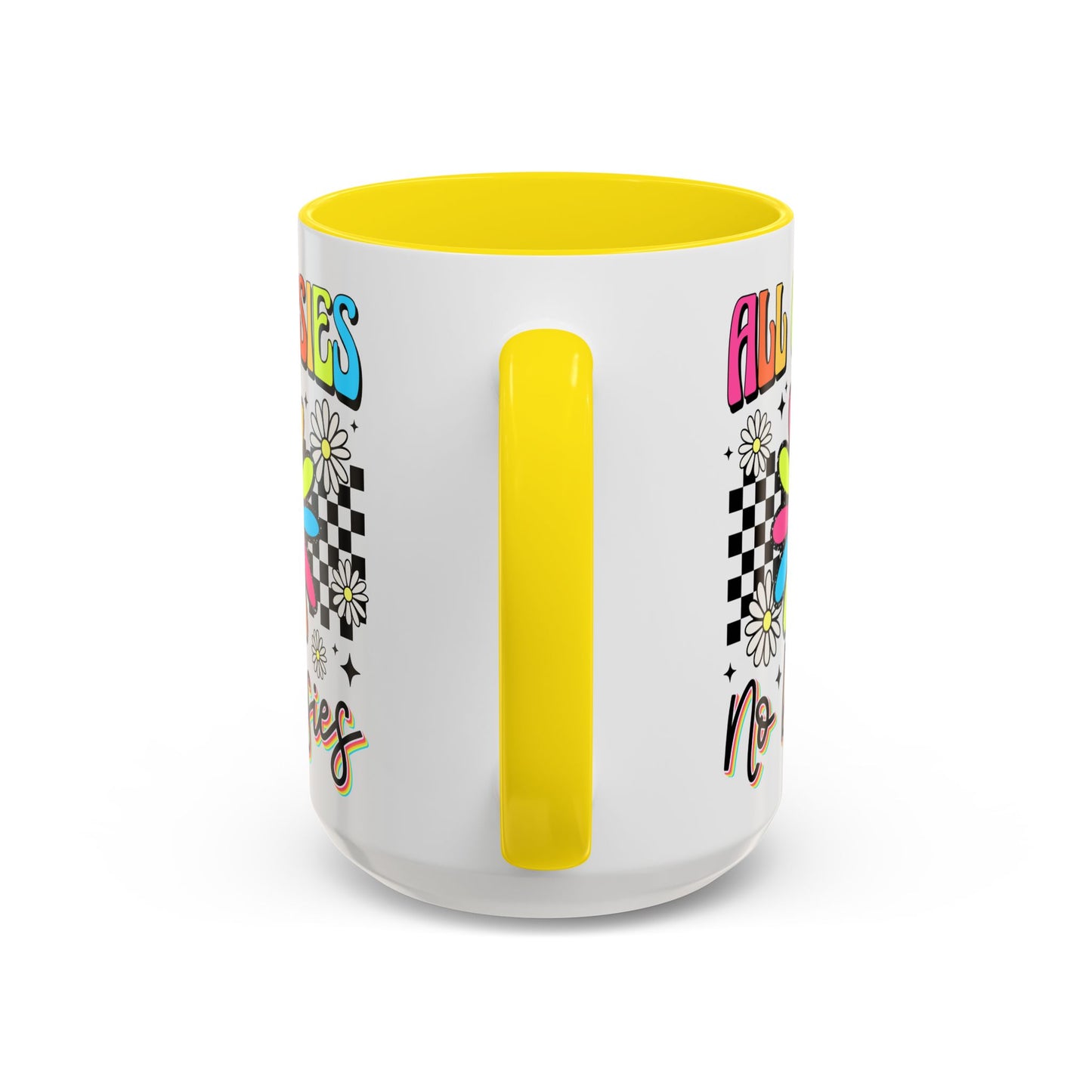 Colorful Flower Accent 15oz. Coffee Mug - 'All Oopsies, No Daisies'