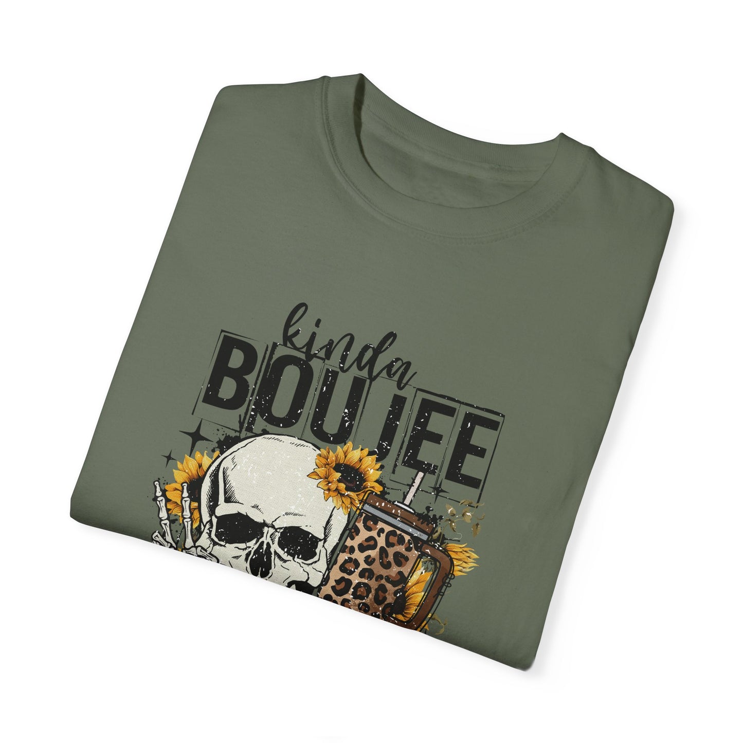 Kinda Boujee Kinda Broke Black Unisex Garment-Dyed T-shirt - Trendy Casual Wear for Cool Vibes