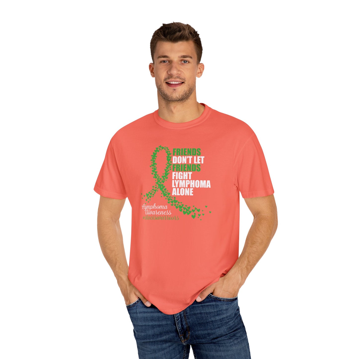 Supportive Lymphoma Awareness T-Shirt, Comfort Tee, Unisex Gift, Pink Ribbon Shirt, Friendship Tee, Cancer Awareness