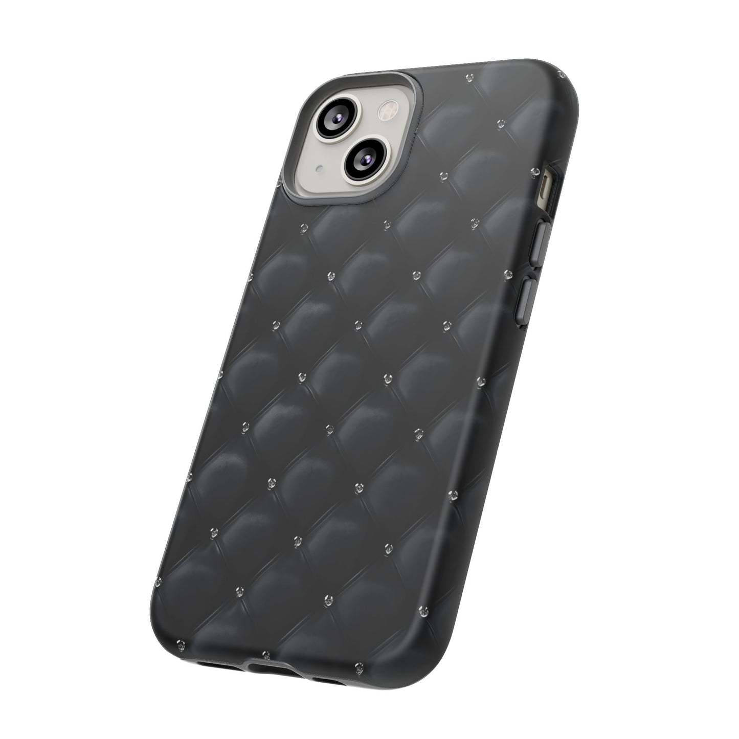 Stylish Tough Phone Case - Elegant Black Quilted Design