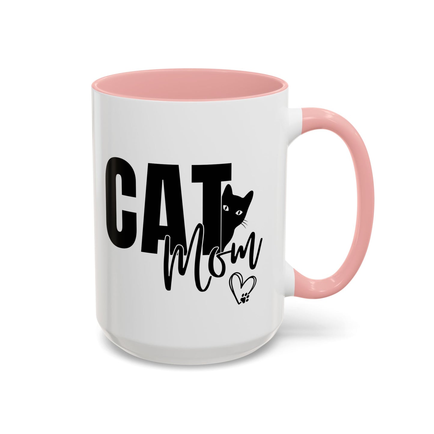 Cat Mom Accent 15oz Coffee Mug – Perfect Gift for Cat Lovers