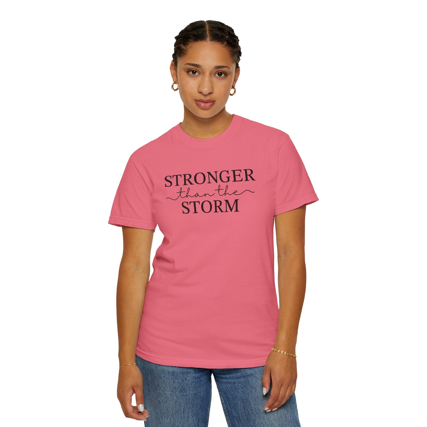Inspirational T-Shirt - "Stronger than the Storm" Unisex Garment-Dyed Tee