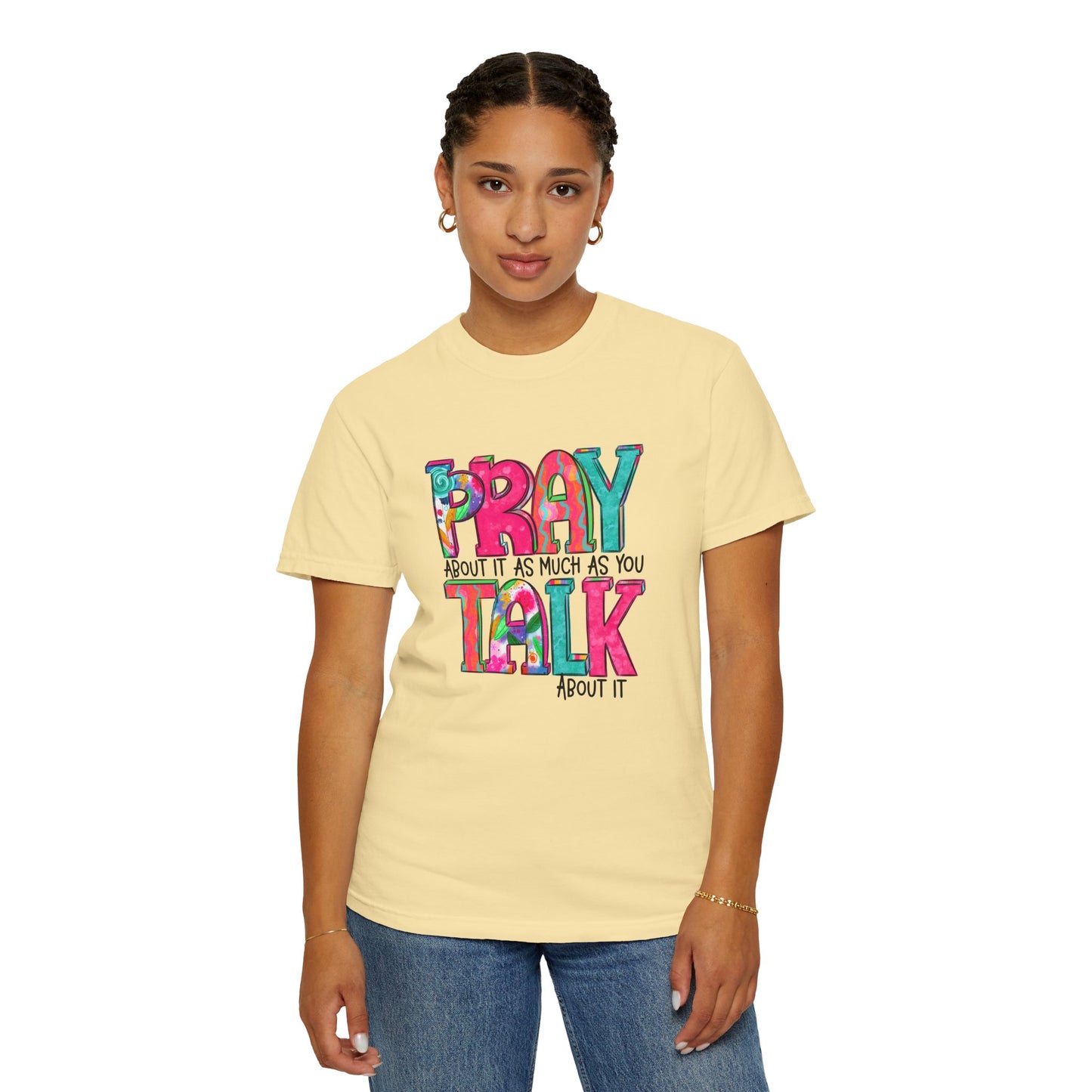 Colorful Unisex T-Shirt - 'Pray About It, Talk About It' Inspirational Design