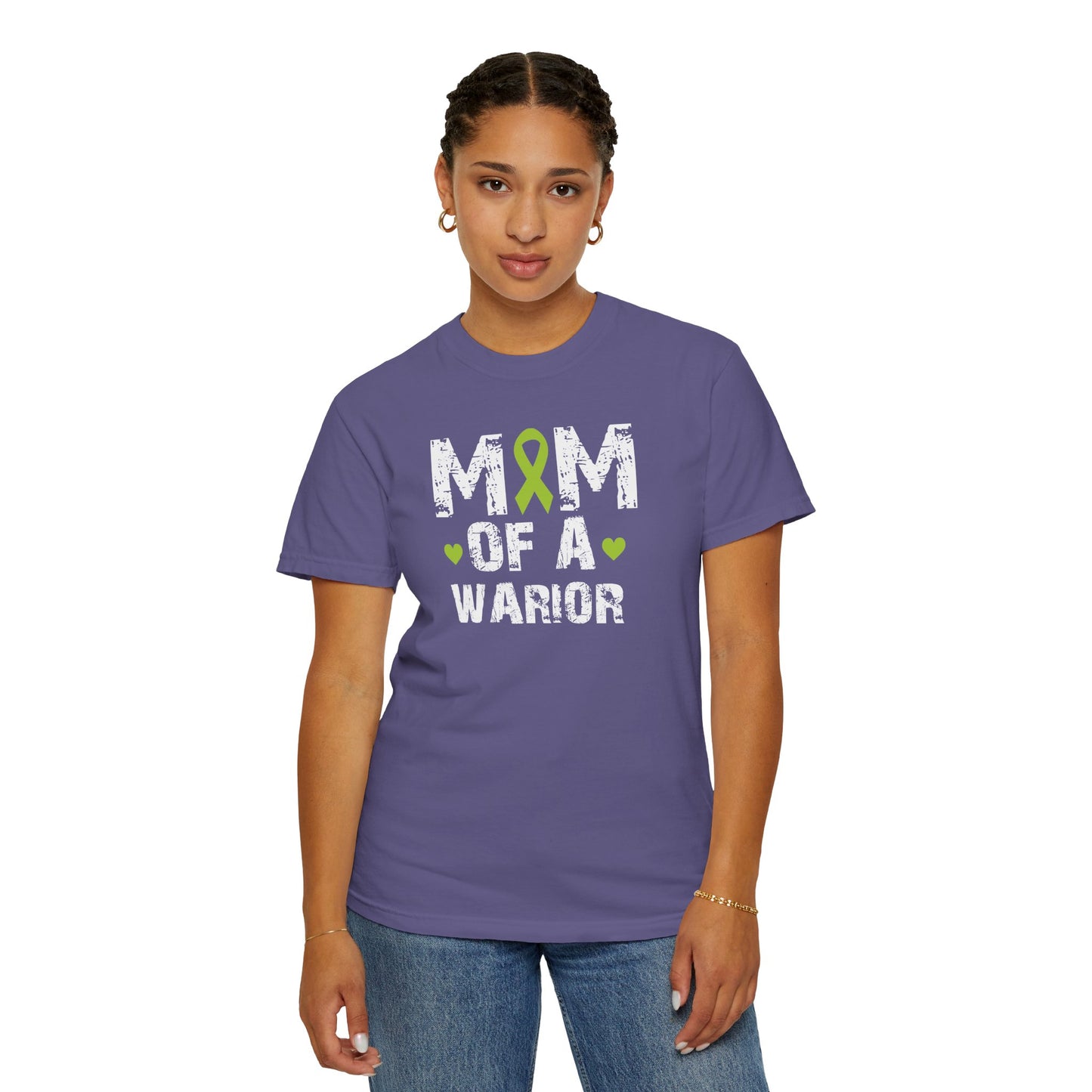 Mom of a Warrior T-Shirt, Garment-Dyed Tee for Support, Awareness Gift, Fight Against Cancer, Mother's Day Apparel