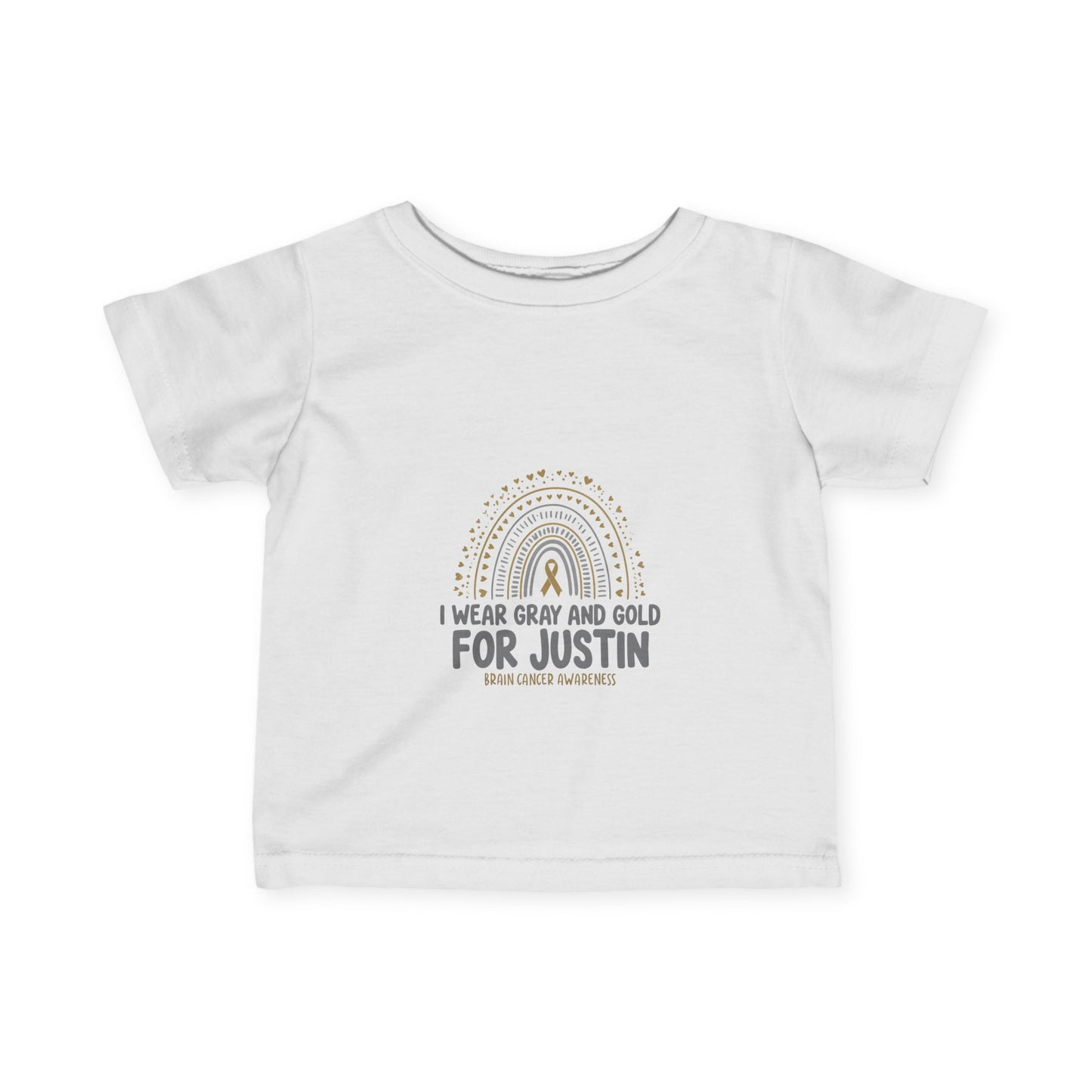 INFANT JUSTIN Tee - Gray and Gold for Justin - Brain Cancer Awareness