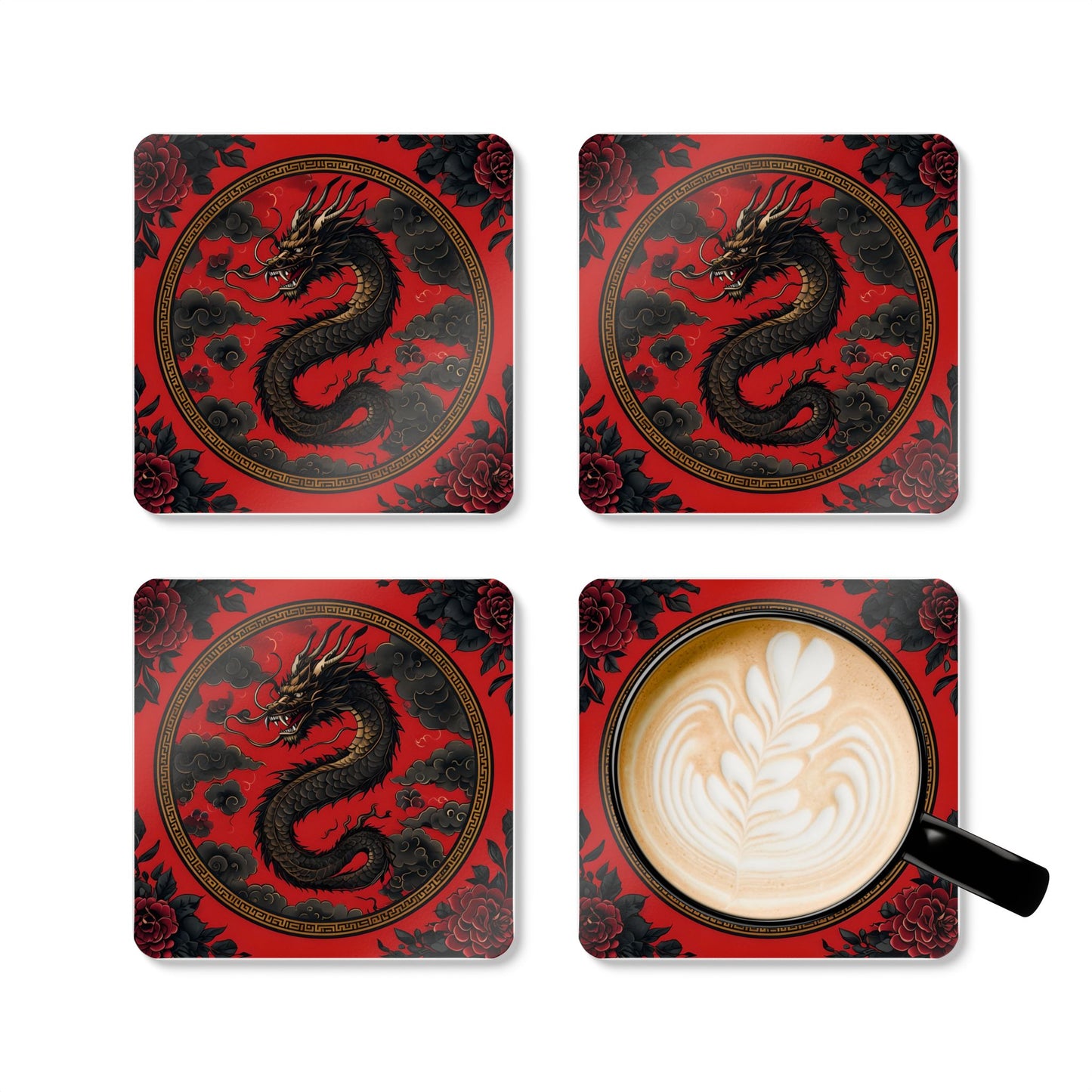Dragon Design Cork Coaster Set | Stylish and Unique Tableware