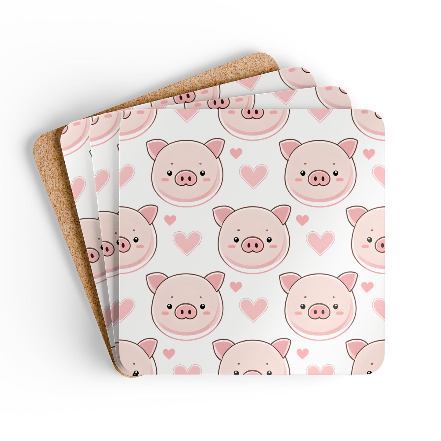 Cute Pig Cork Coaster Set - Perfect for Animal Lovers and Home Decor