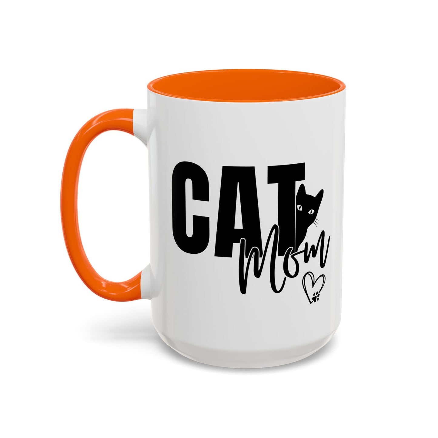 Cat Mom Accent 15oz Coffee Mug – Perfect Gift for Cat Lovers