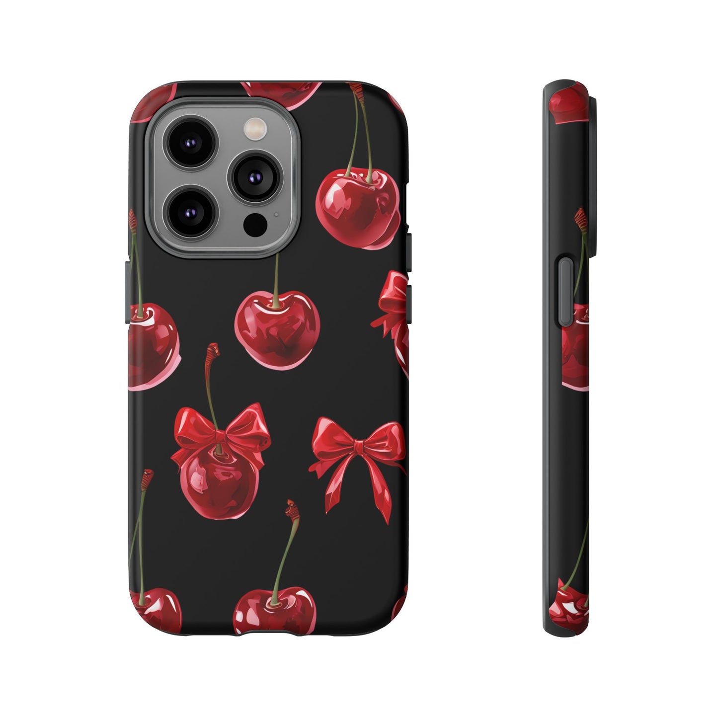 Coquette-Cherry Print Tough Phone Case - Stylish & Durable Protection