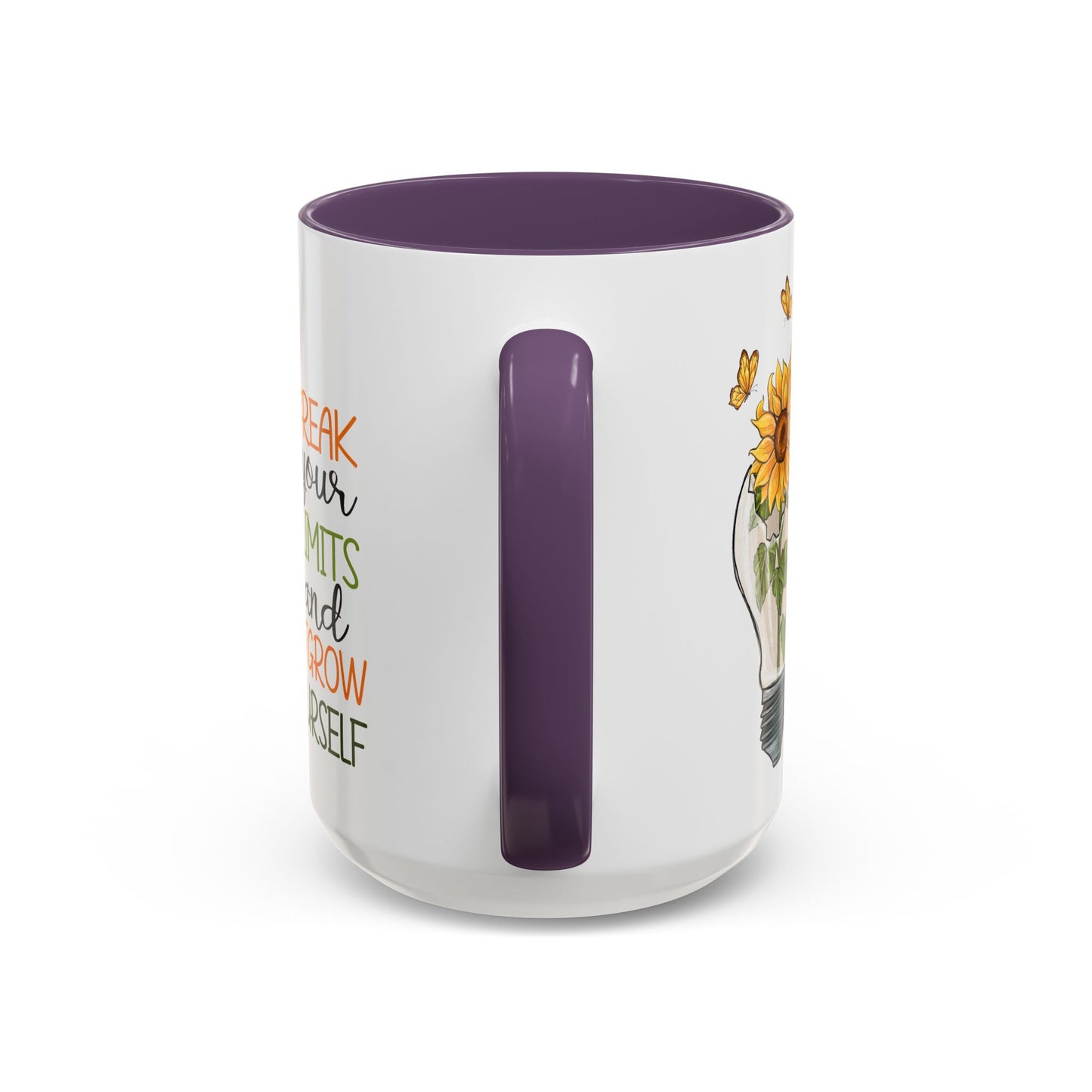 Inspirational Sunflower Coffee Mug - Break Your Limits & Outgrow Yourself - 15oz