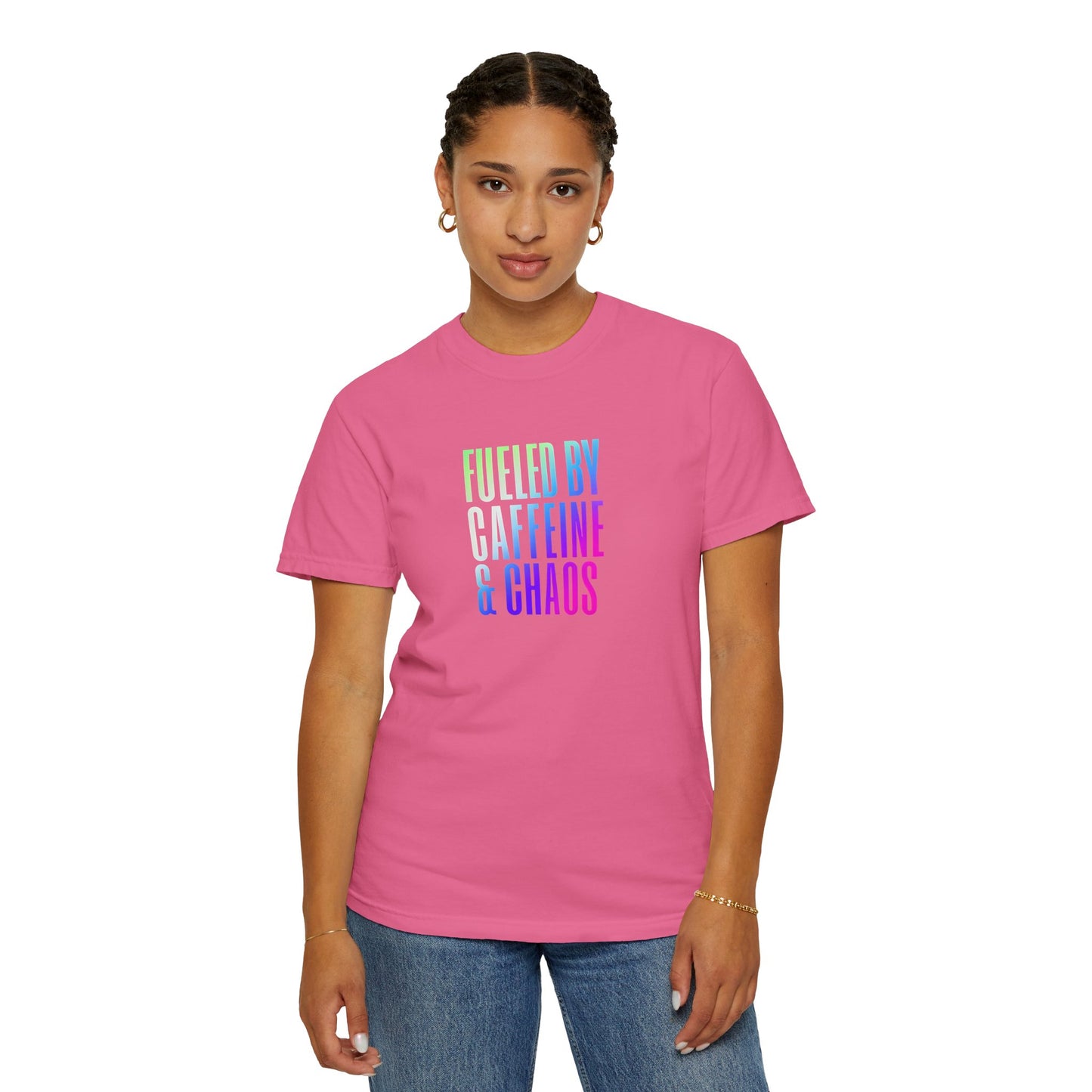 Fueled by Caffeine & Chaos Unisex Garment-Dyed T-Shirt
