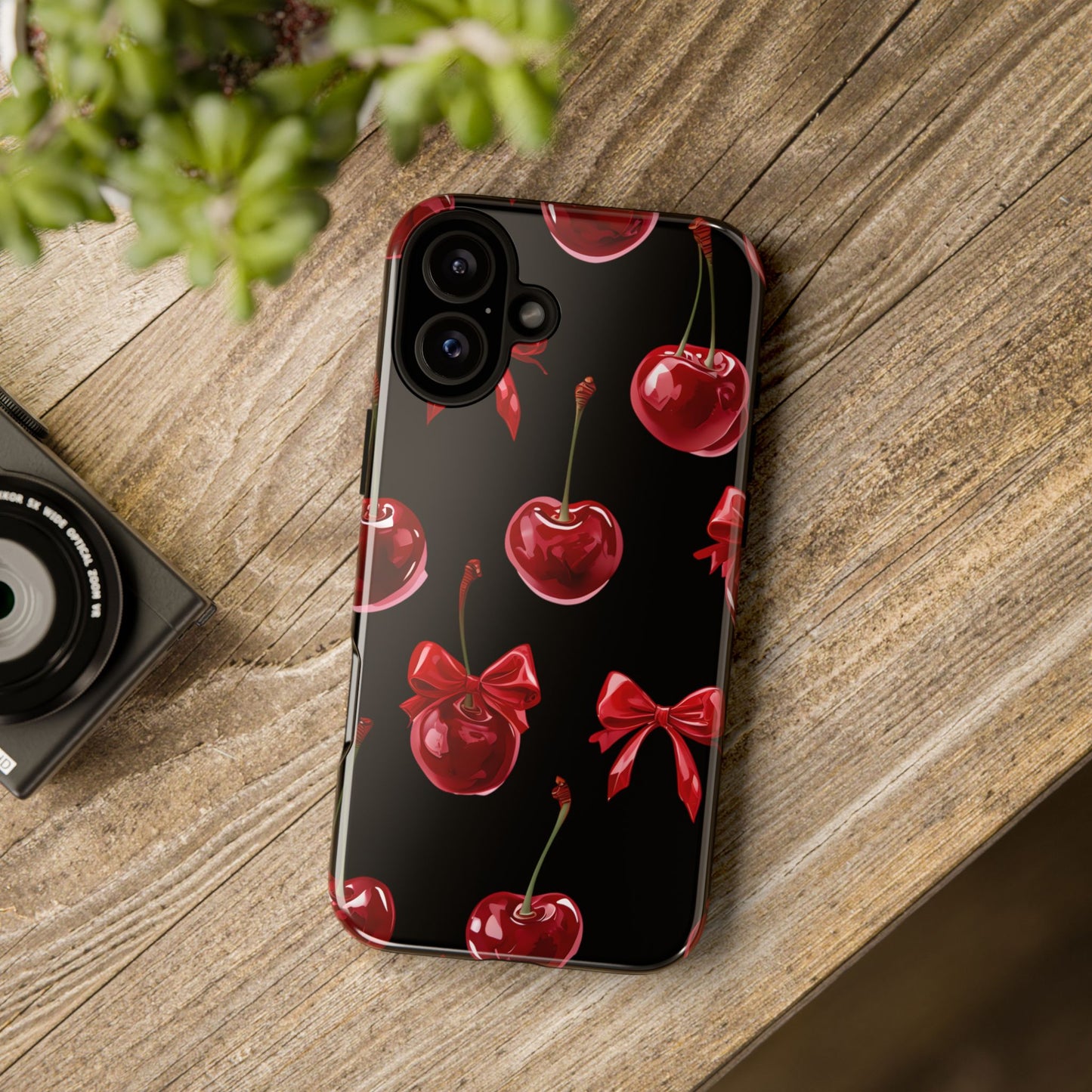 Coquette-Cherry Print Tough Phone Case - Stylish & Durable Protection