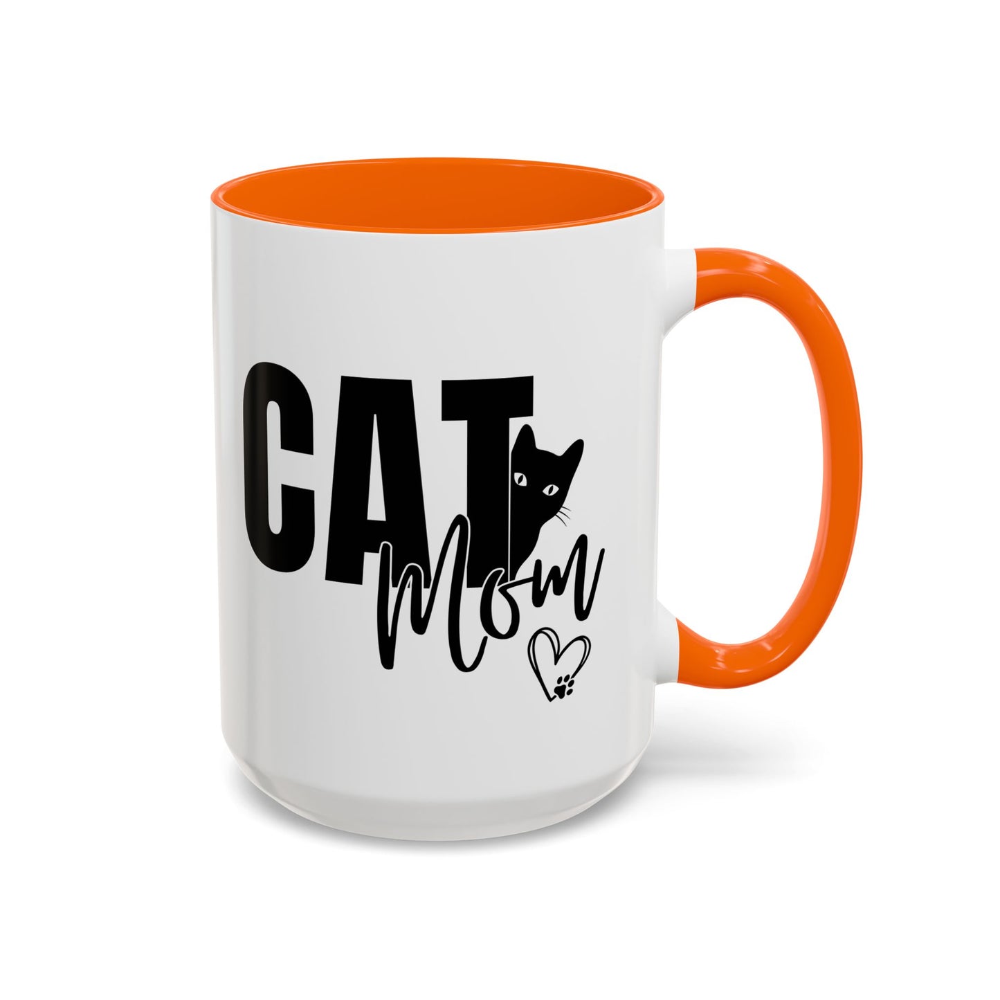 Cat Mom Accent 15oz Coffee Mug – Perfect Gift for Cat Lovers