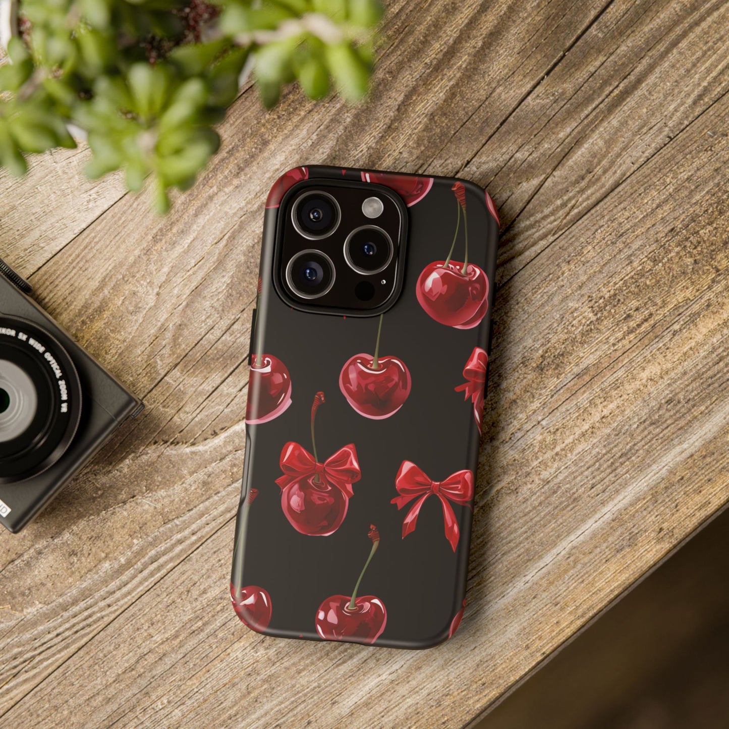 Coquette-Cherry Print Tough Phone Case - Stylish & Durable Protection