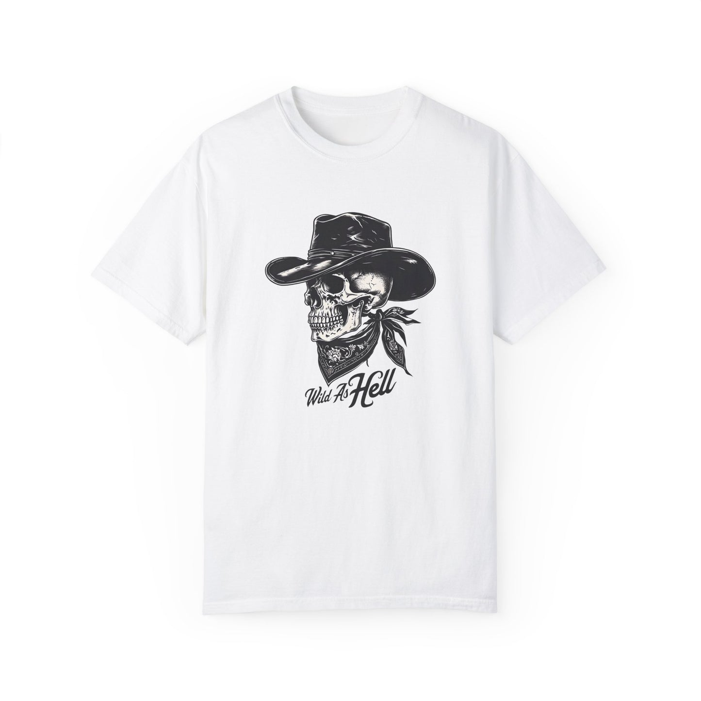Skull Cowboy Graphic T-Shirt - Unisex Garment-Dyed Tee for Rebel Souls