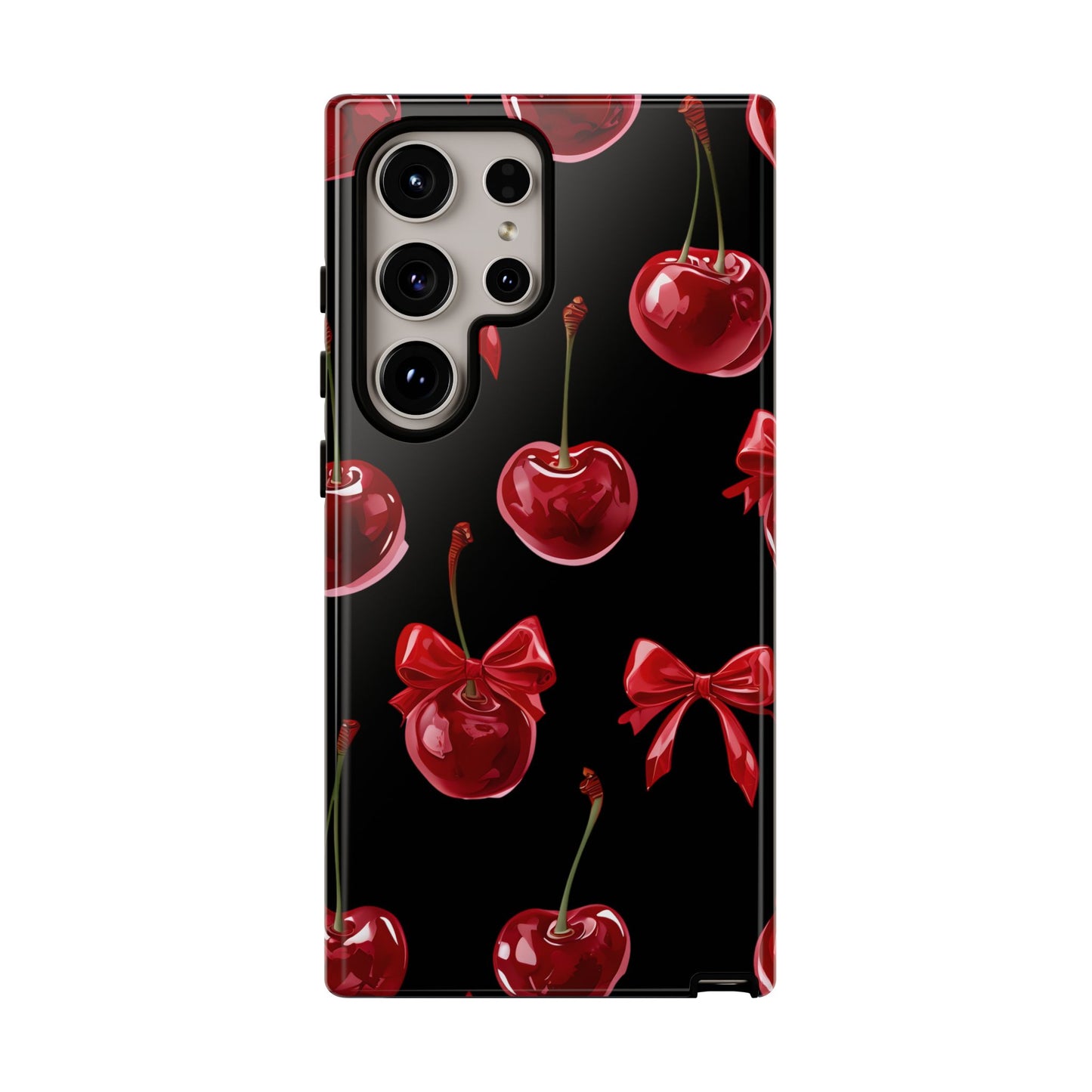 Coquette-Cherry Print Tough Phone Case - Stylish & Durable Protection
