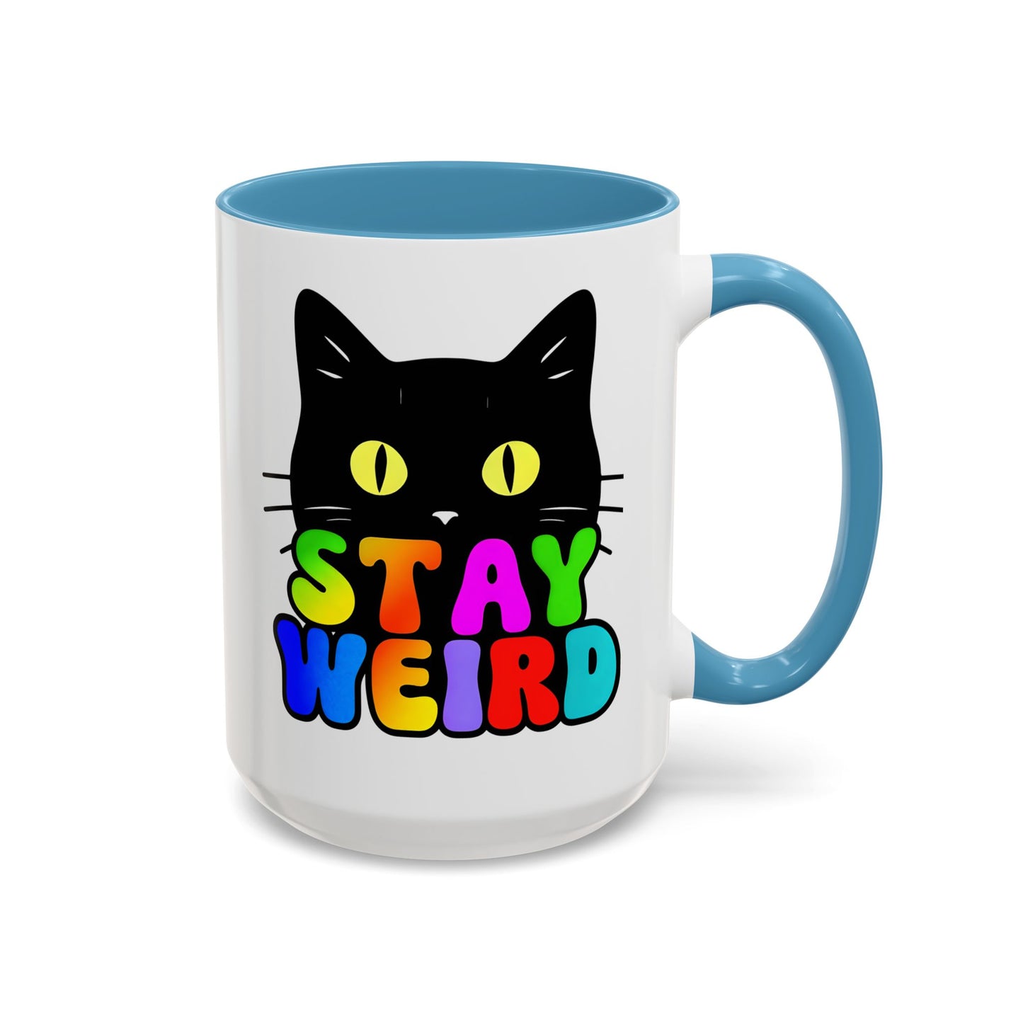 Stay Weird Cat Accent Coffee Mug | Fun Colorful Design for Cat Lovers