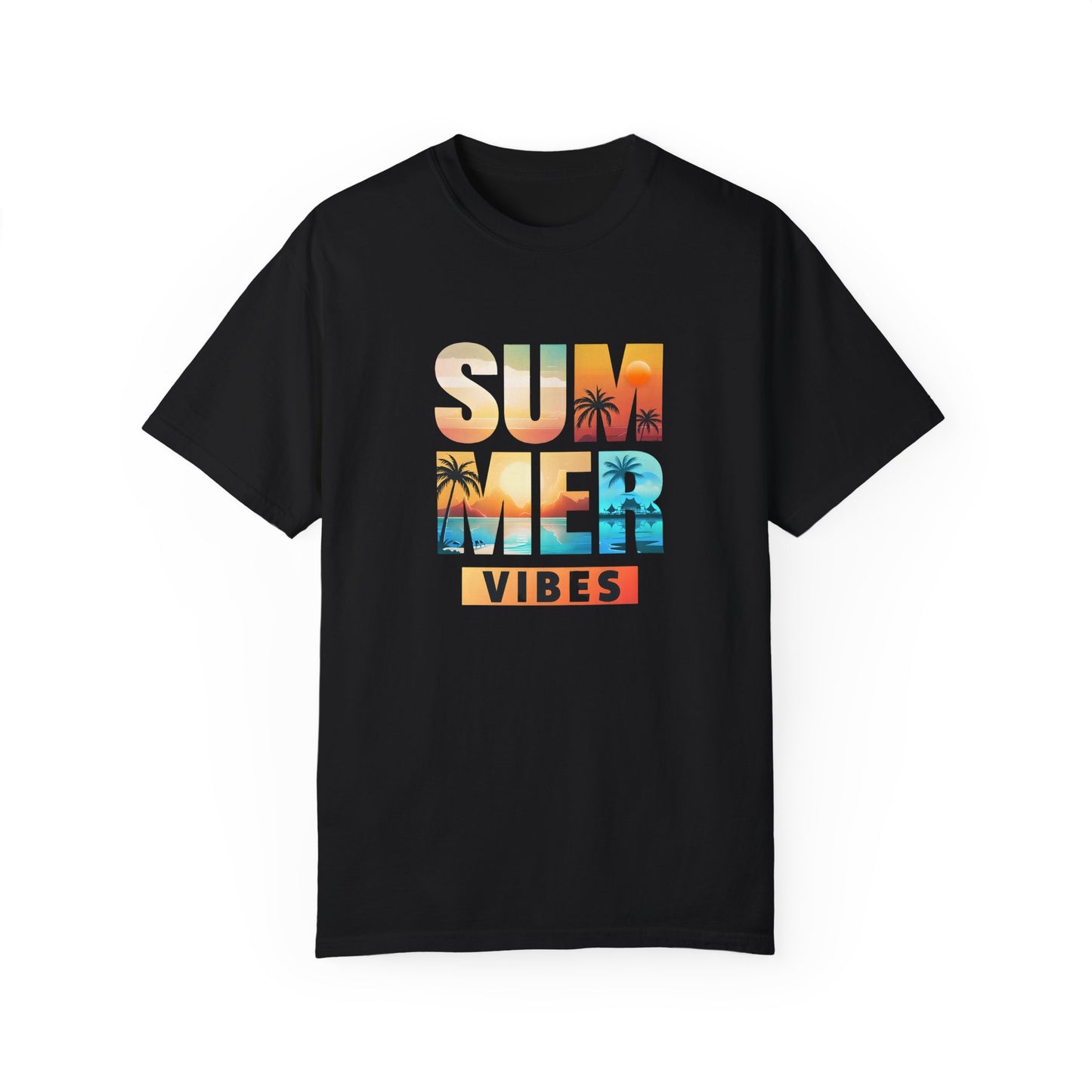 Summer Vibes Unisex Garment-Dyed T-shirt - Relaxed Beach Style Tee