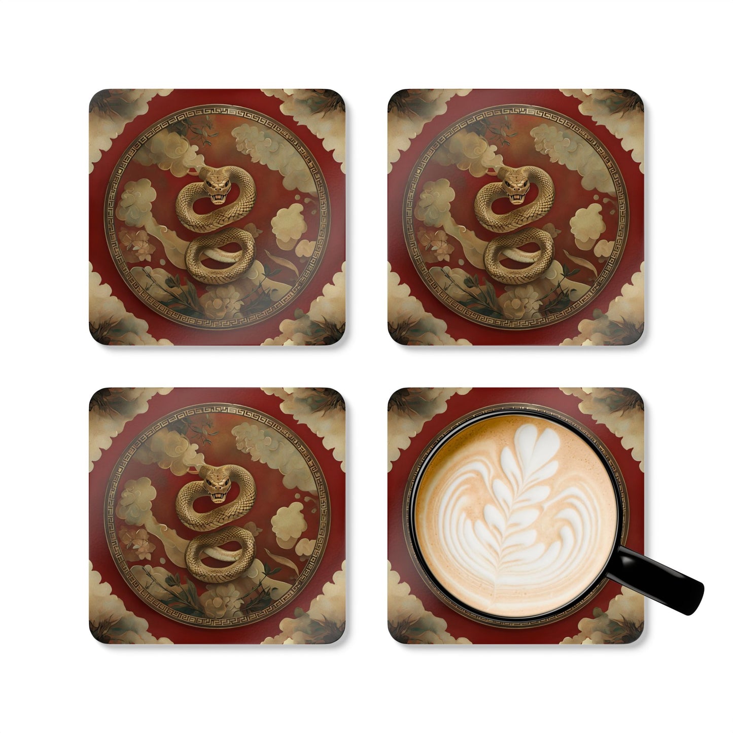 Dragon-Themed Cork Coaster Set – Perfect for Home Decor and Gifting