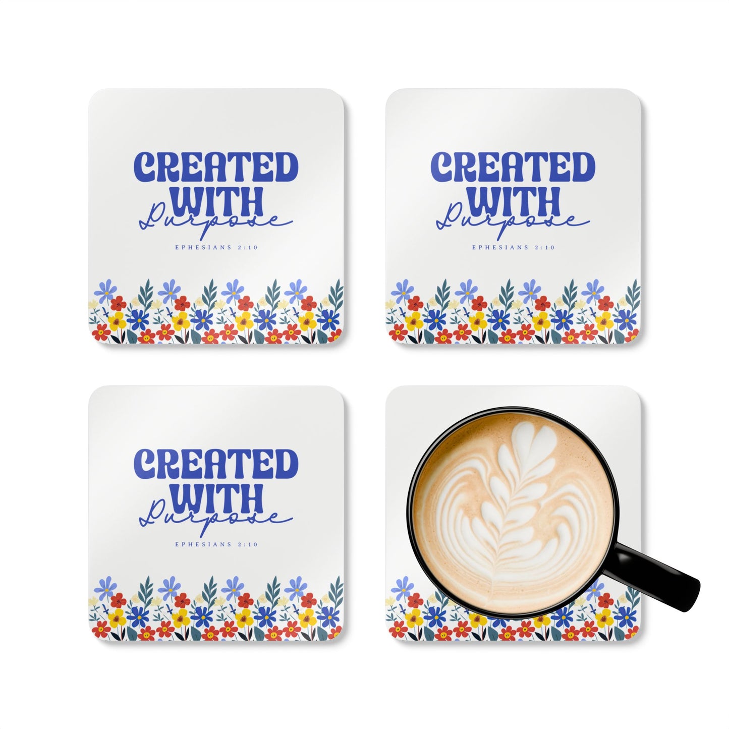 Floral Cork Coaster Set - "Created With Purpose" Home Decor