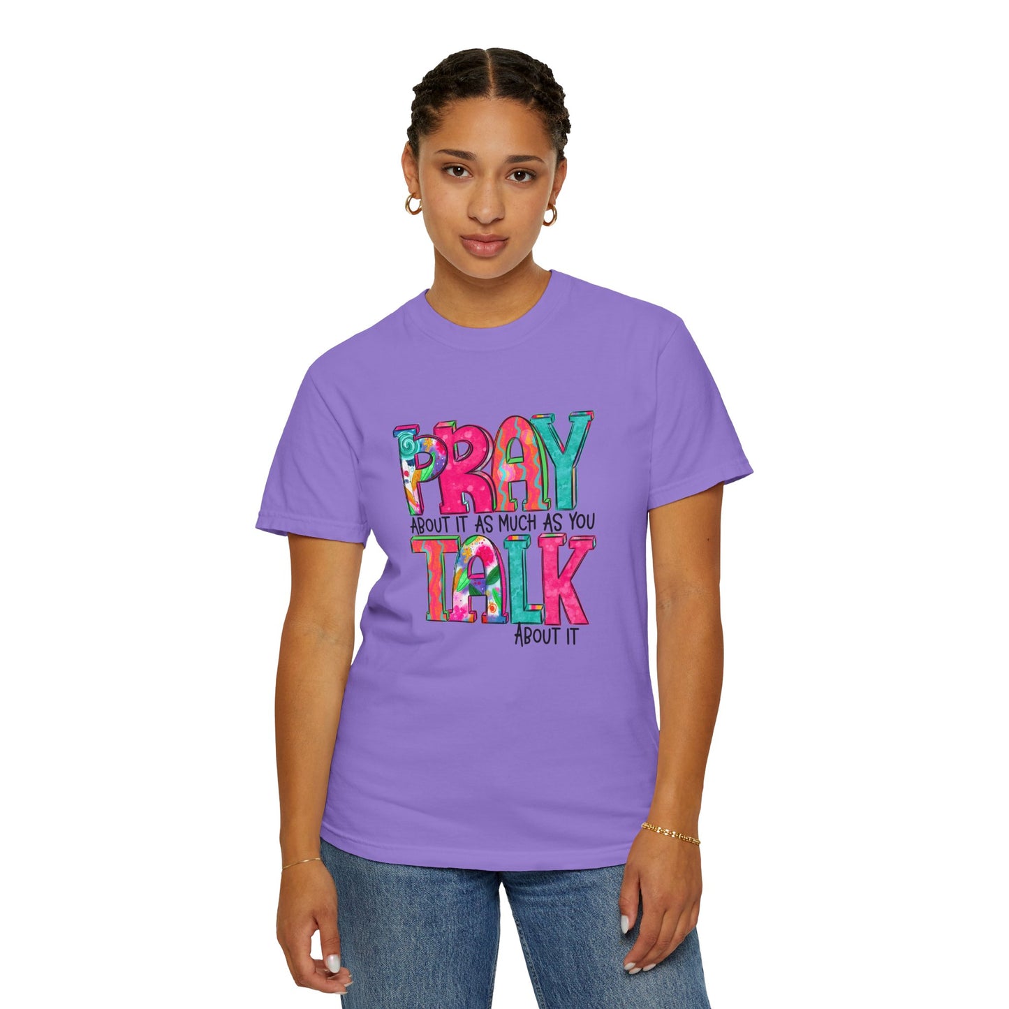 Colorful Unisex T-Shirt - 'Pray About It, Talk About It' Inspirational Design