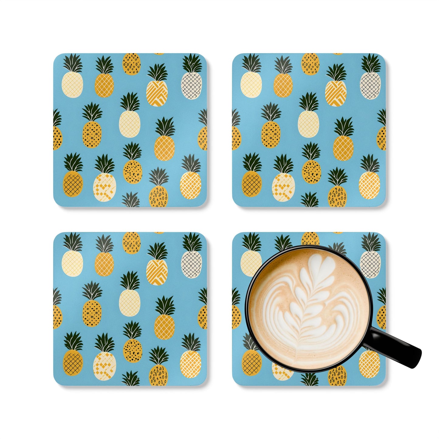 Tropical Pineapple Cork Coaster Set - Fun Drinkware Accessories for Summer Parties