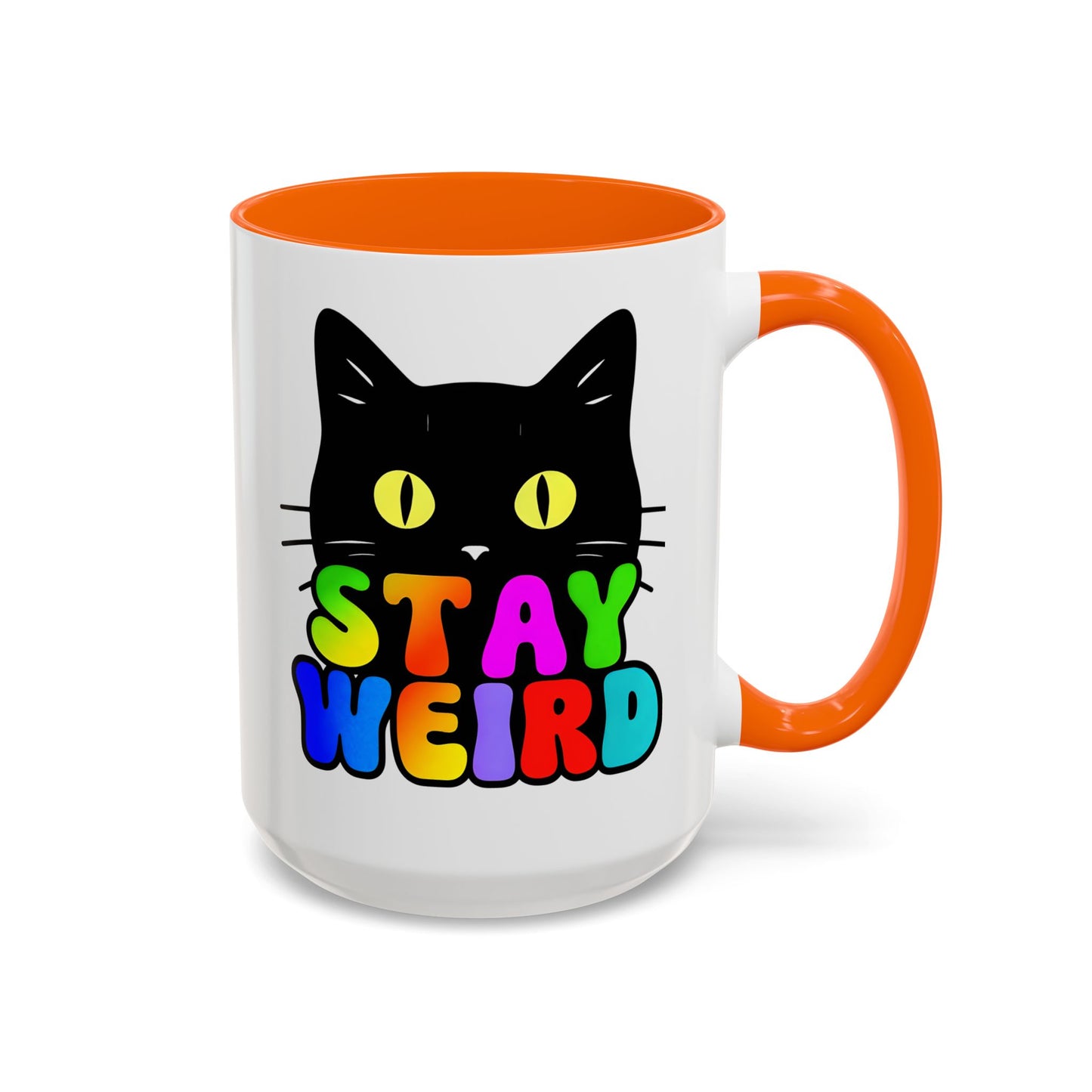 Stay Weird Cat Accent Coffee Mug | Fun Colorful Design for Cat Lovers