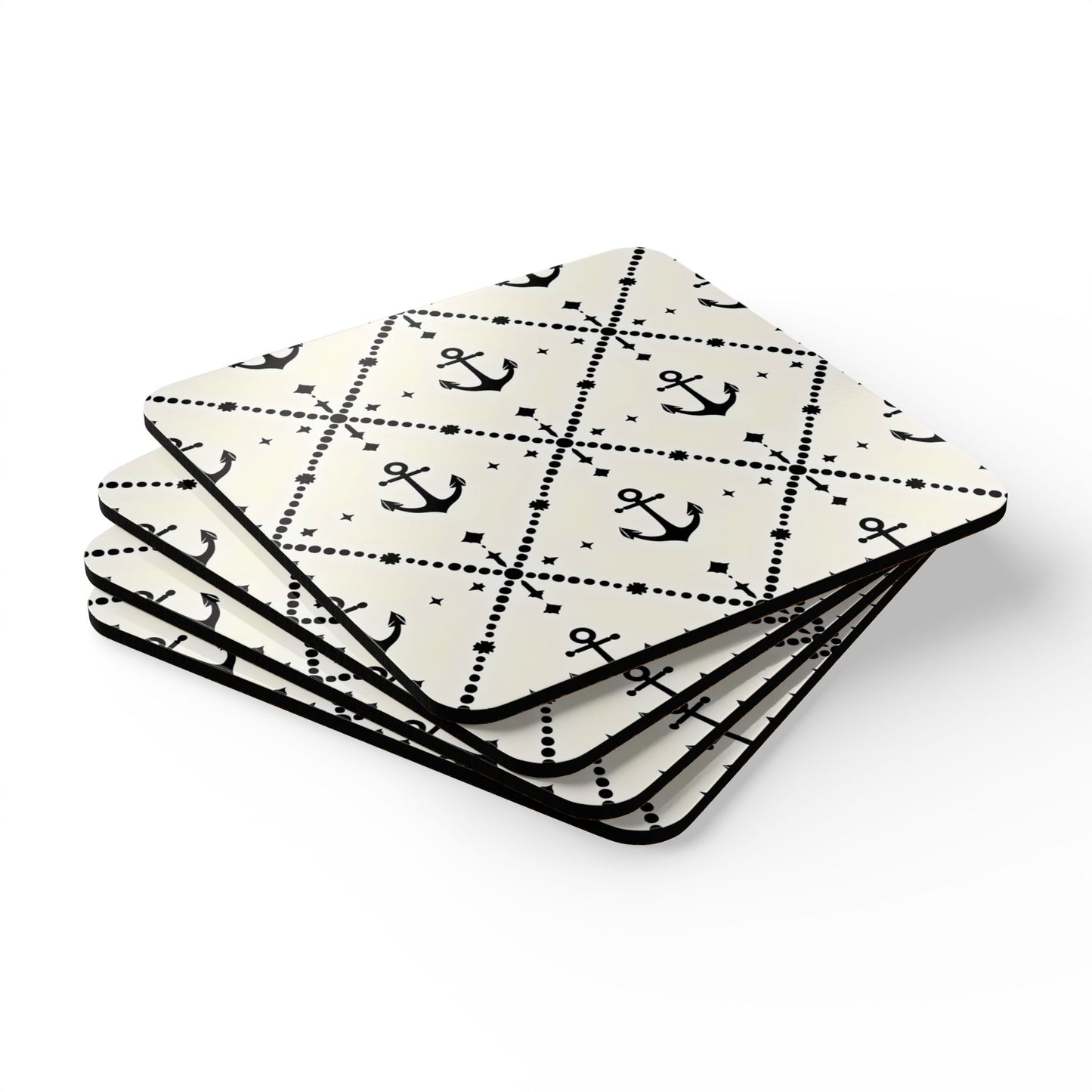 Nautical Corkwood Coaster Set - Anchor Design for Home Decor