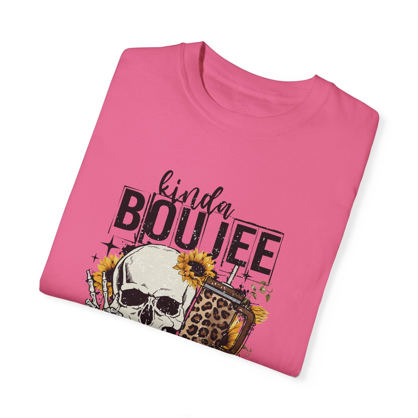 Kinda Boujee Kinda Broke Black Unisex Garment-Dyed T-shirt - Trendy Casual Wear for Cool Vibes